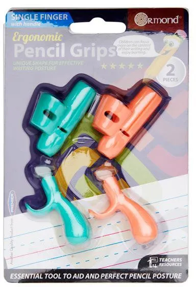 2 Ergonomic Pencil Grips - Single Finger With Handle