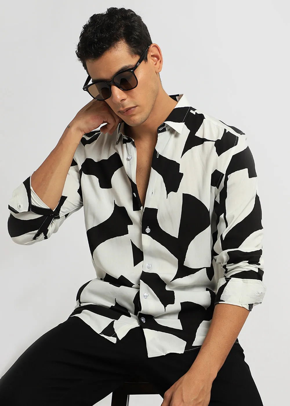 Abstract Monochrome Print Full sleeve shirt