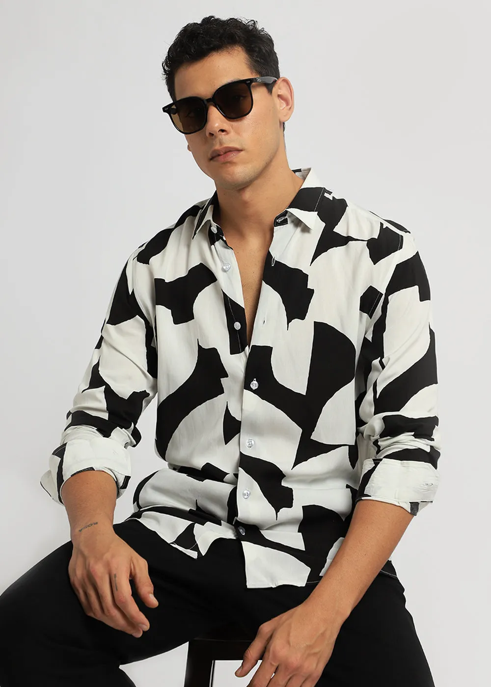 Abstract Monochrome Print Full sleeve shirt