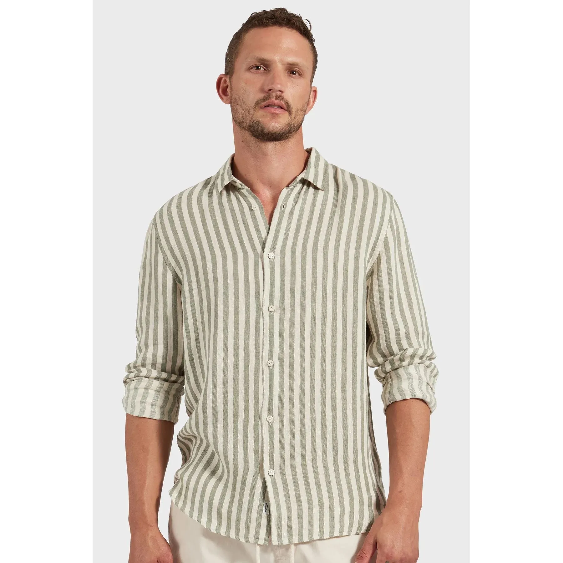 Academy Brand Men's Farrelly Linen Shirt - Jasper Green