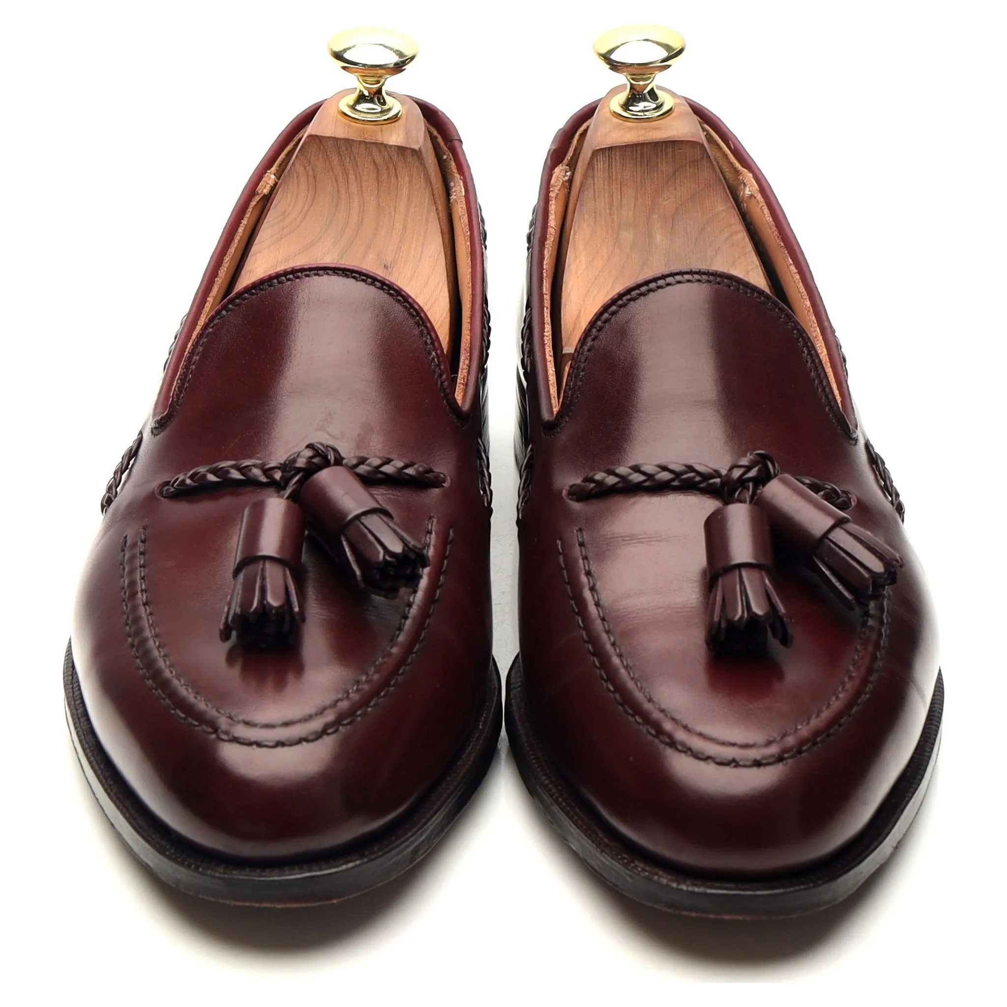 'Aidan' Burgundy Leather Tassel Loafers UK 7 EX