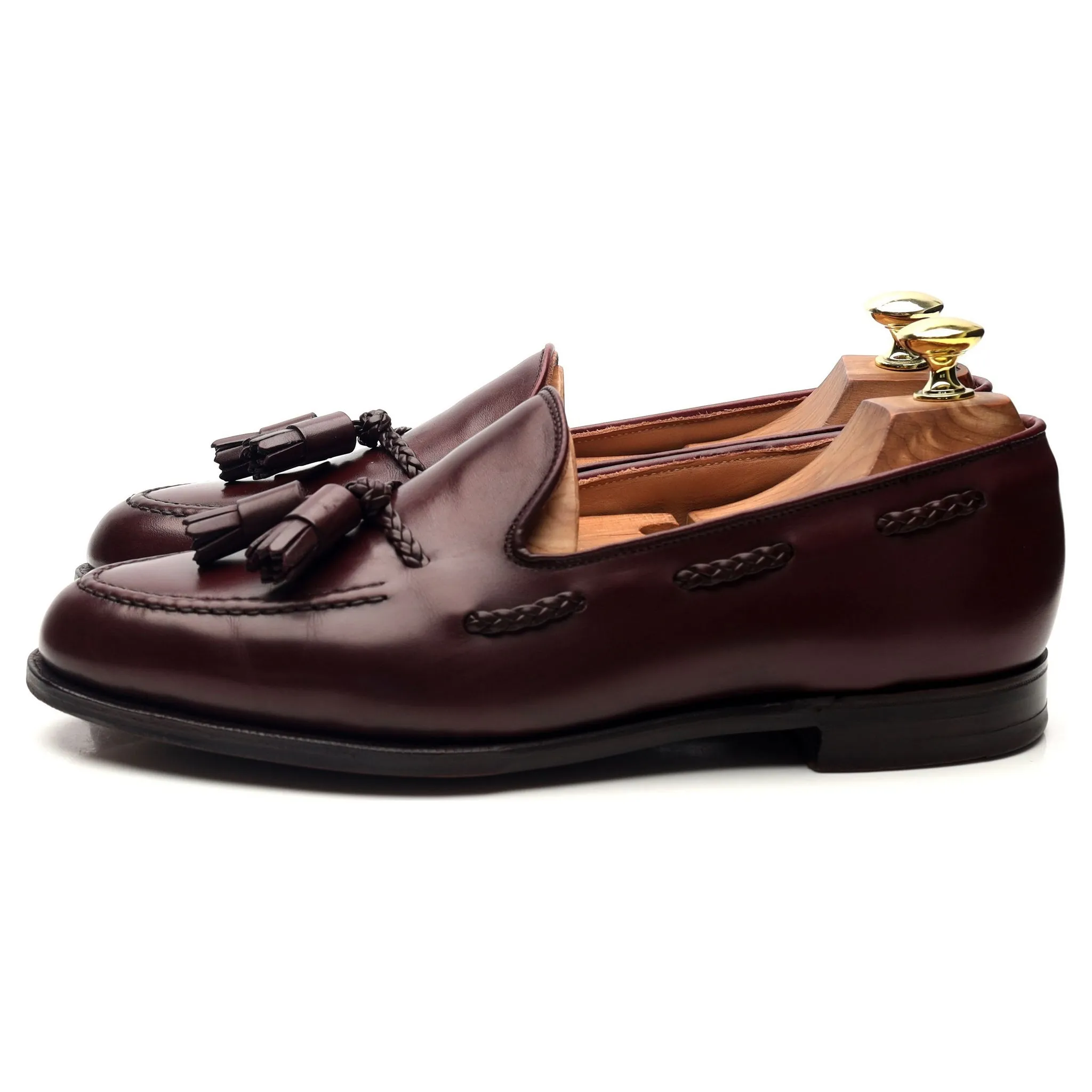 'Aidan' Burgundy Leather Tassel Loafers UK 7 EX