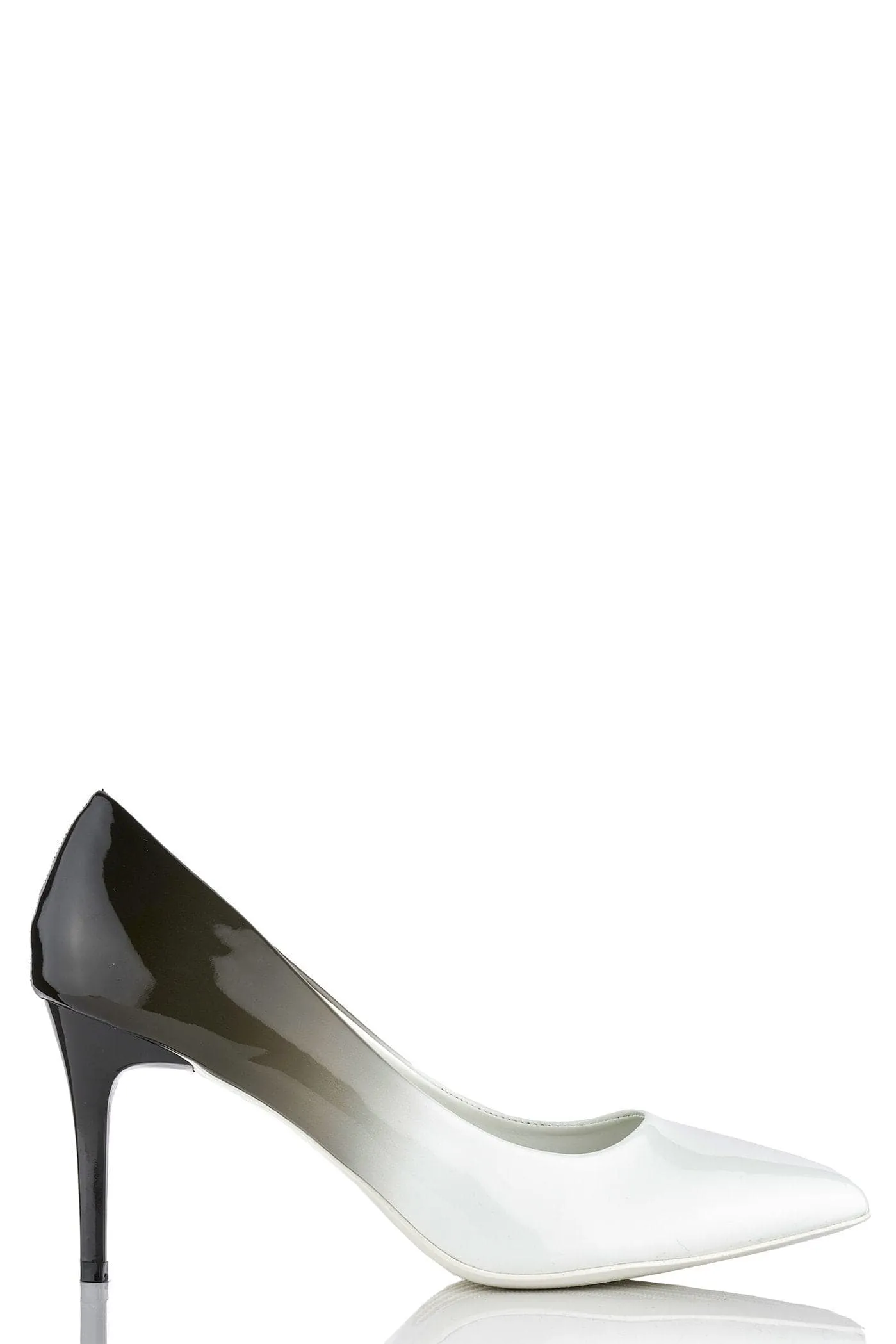 Alani Two Tone Medium Heel Court Shoe in White