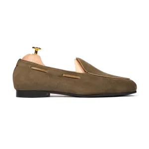 Anzio - Men's Dark Brown Kid Suede Loafer