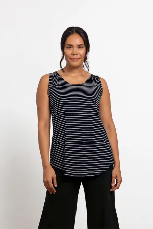 Bamboo Gather Tank | Blk/Wht Pinstripe