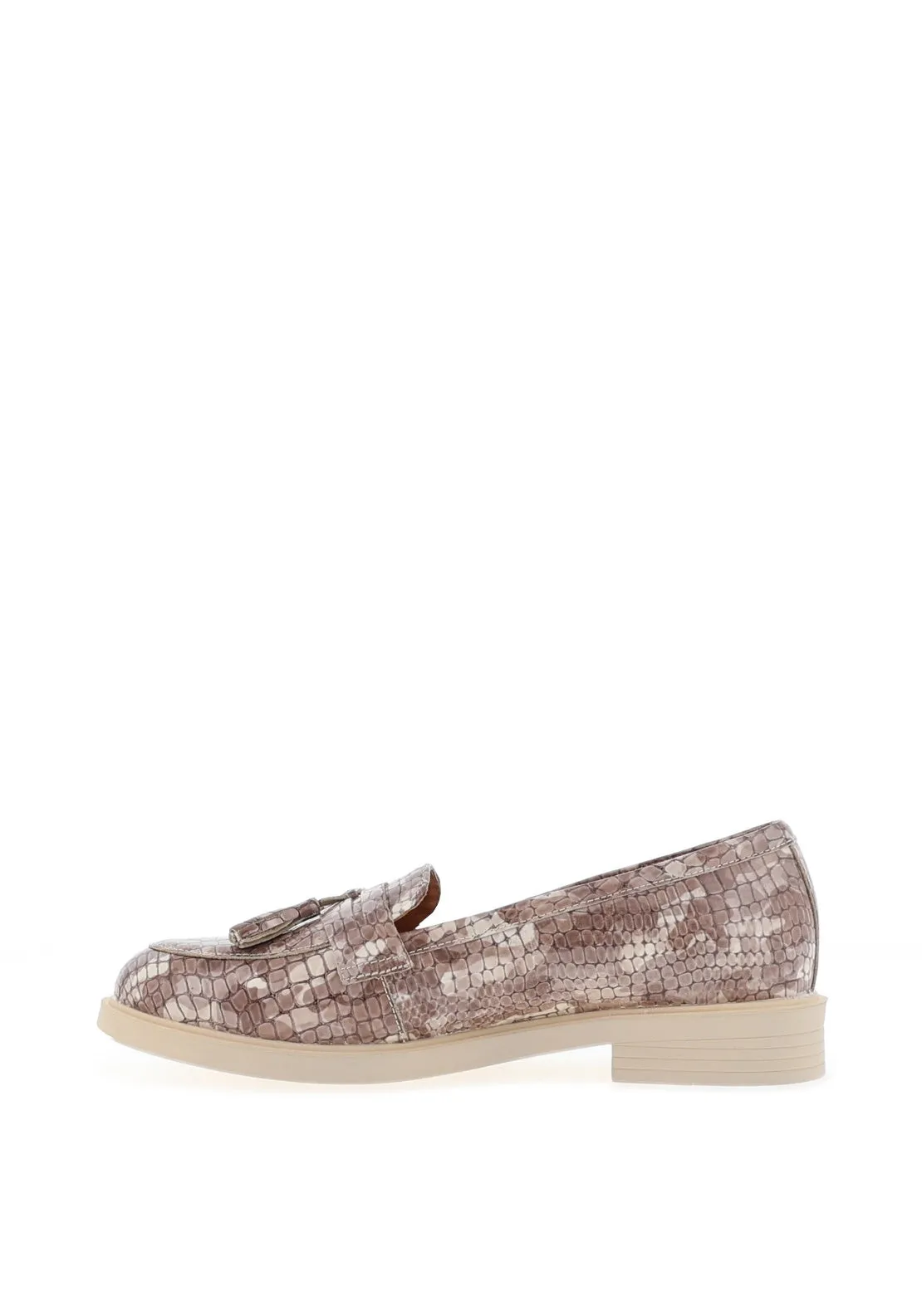 Bioeco by Arka Snake Print Patent Loafers, Taupe