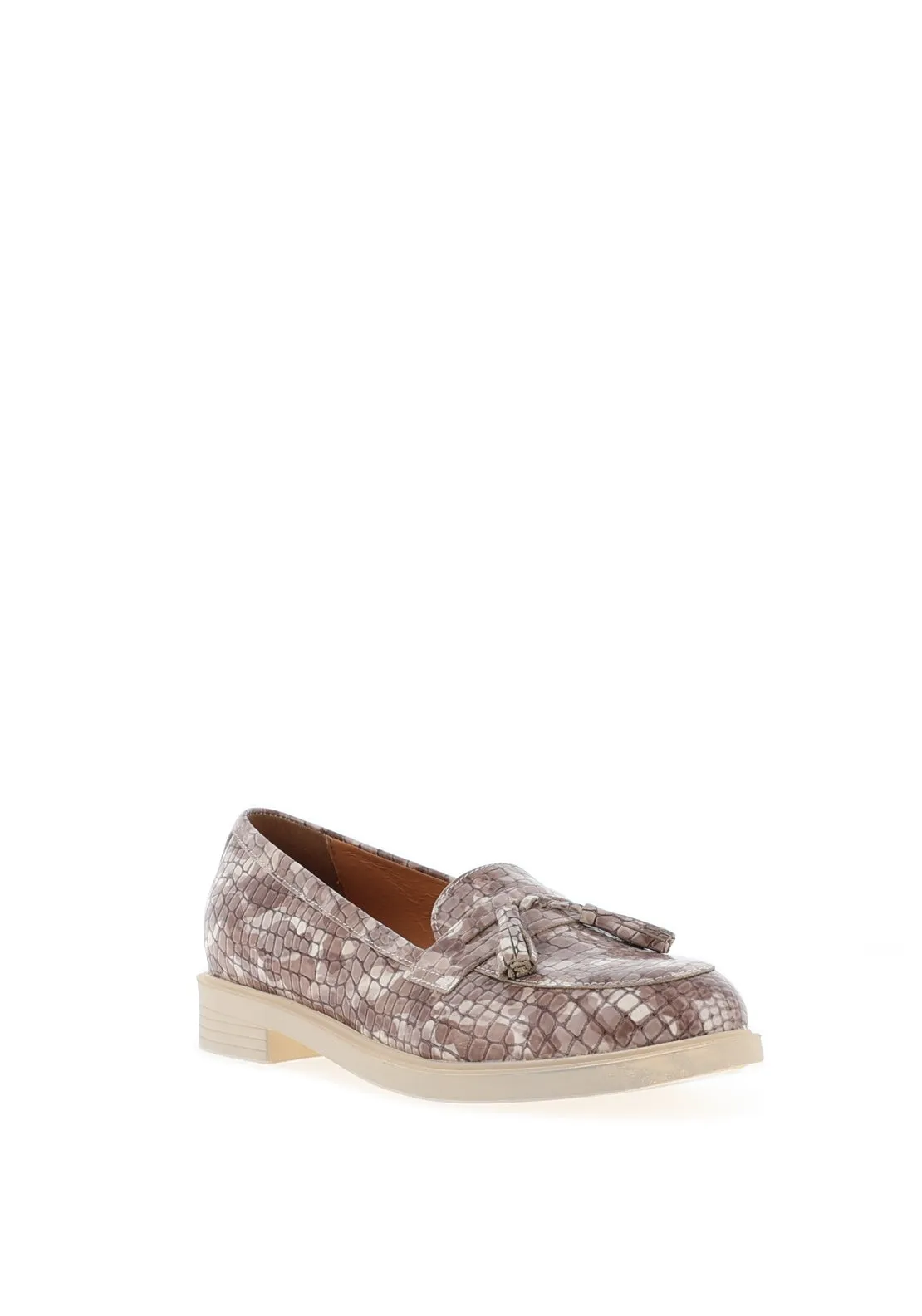 Bioeco by Arka Snake Print Patent Loafers, Taupe