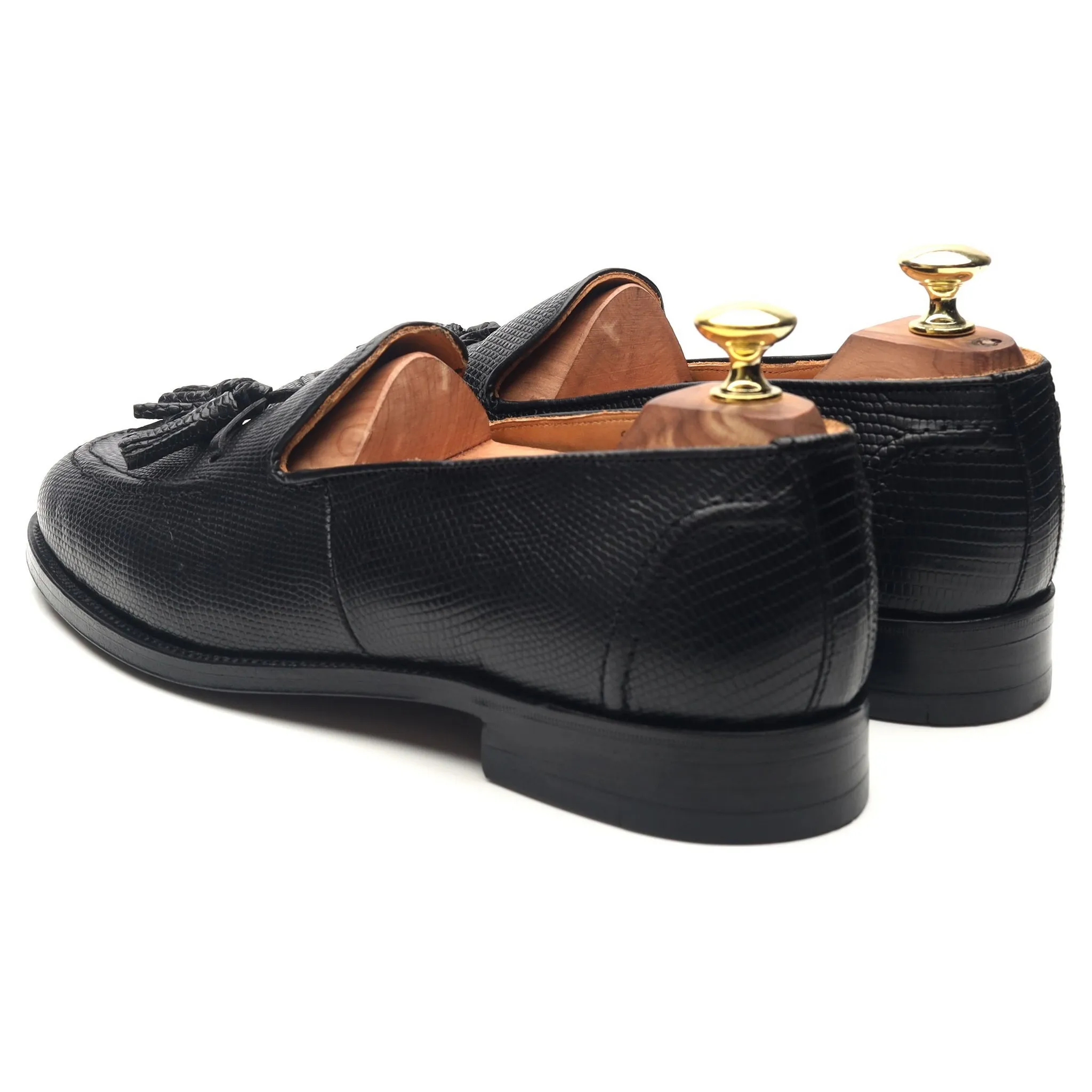 Black Leather Tassel Loafers UK 7