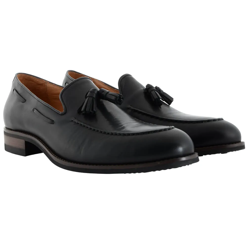 Black Leather Tassel Loafers