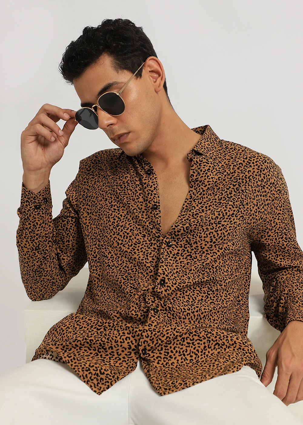 Black Panthera Print Full sleeve shirt