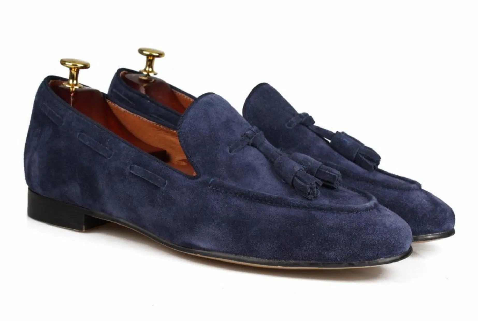 Blue Suede Tassel Loafers