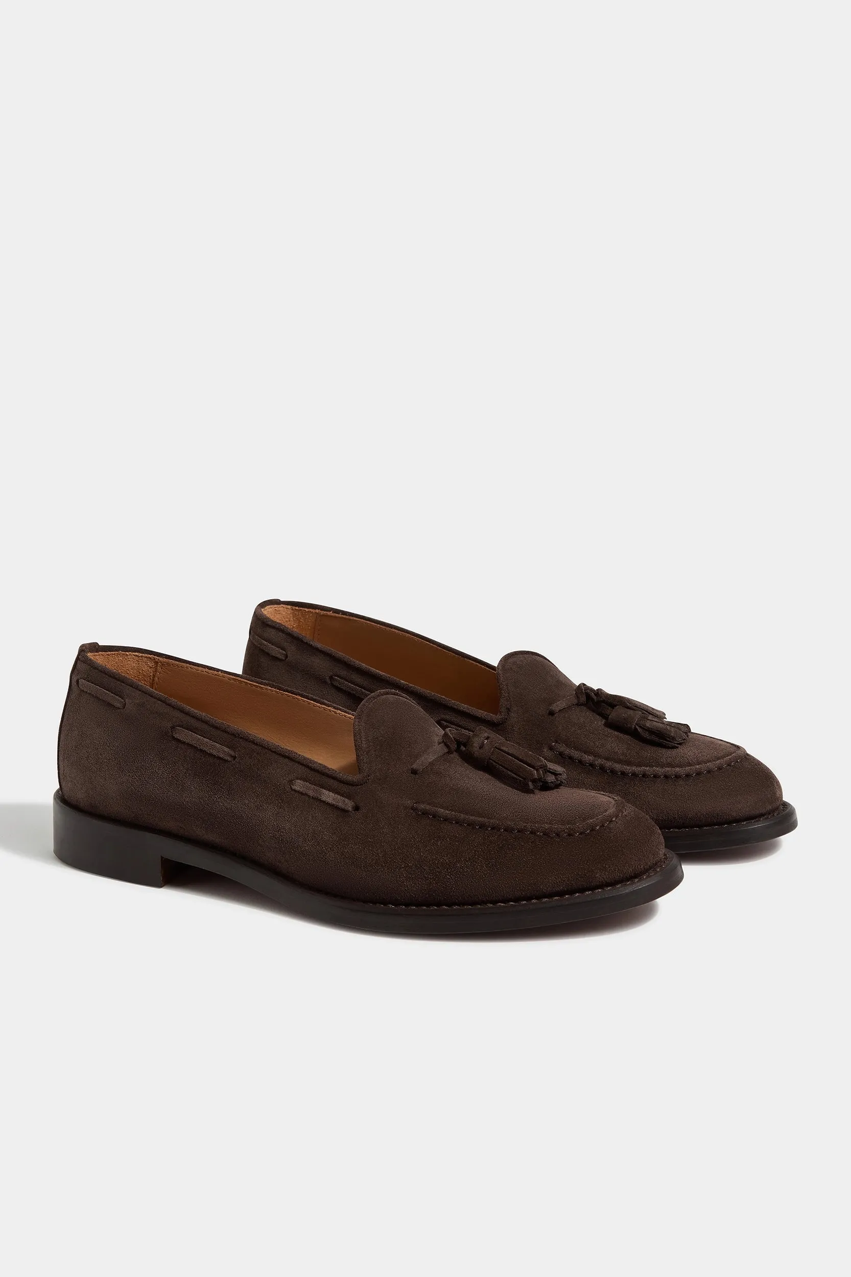 Brown suede tassel loafers - Made In Italy