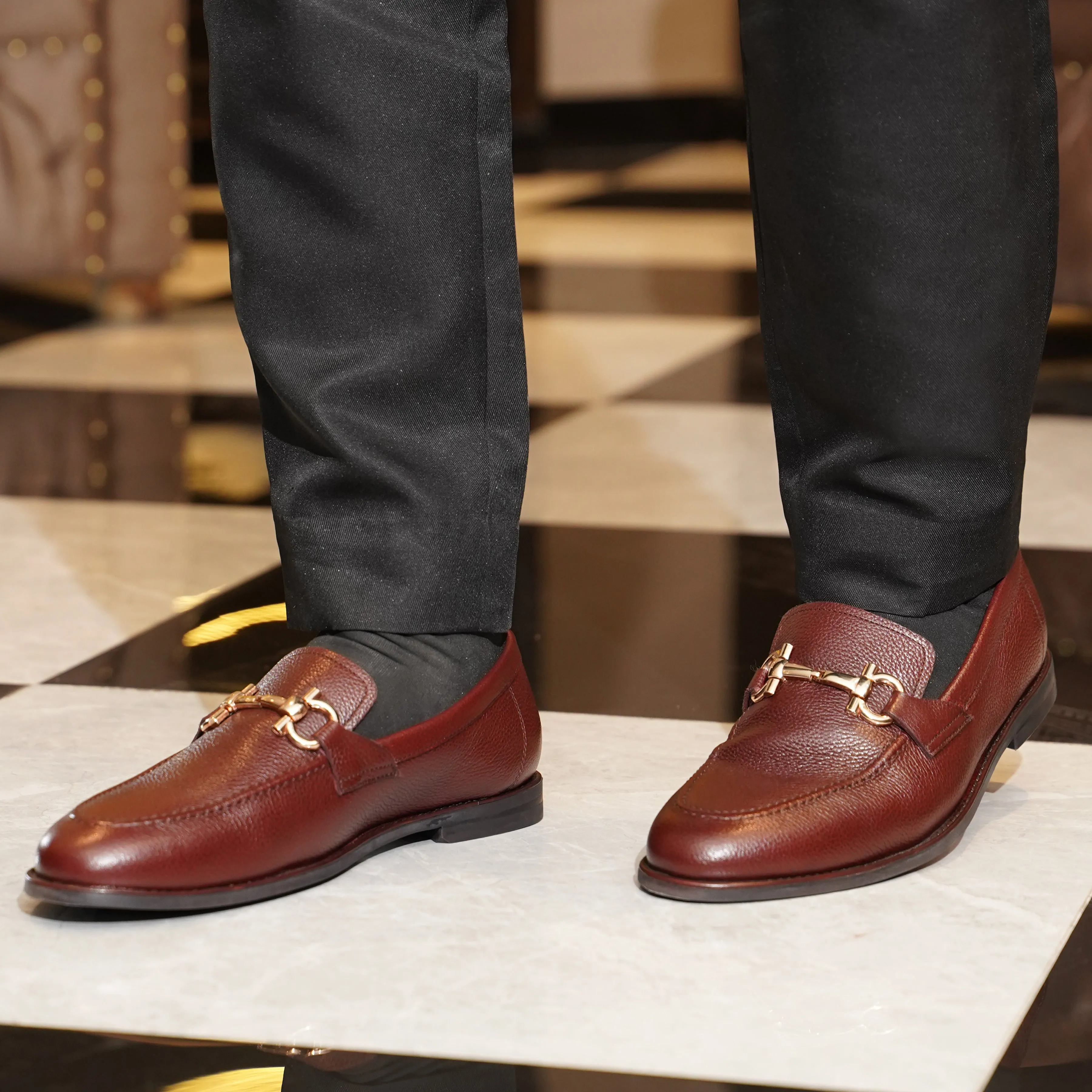 Bucharest - Men's Oxblood Pebble Grain Leather Loafer