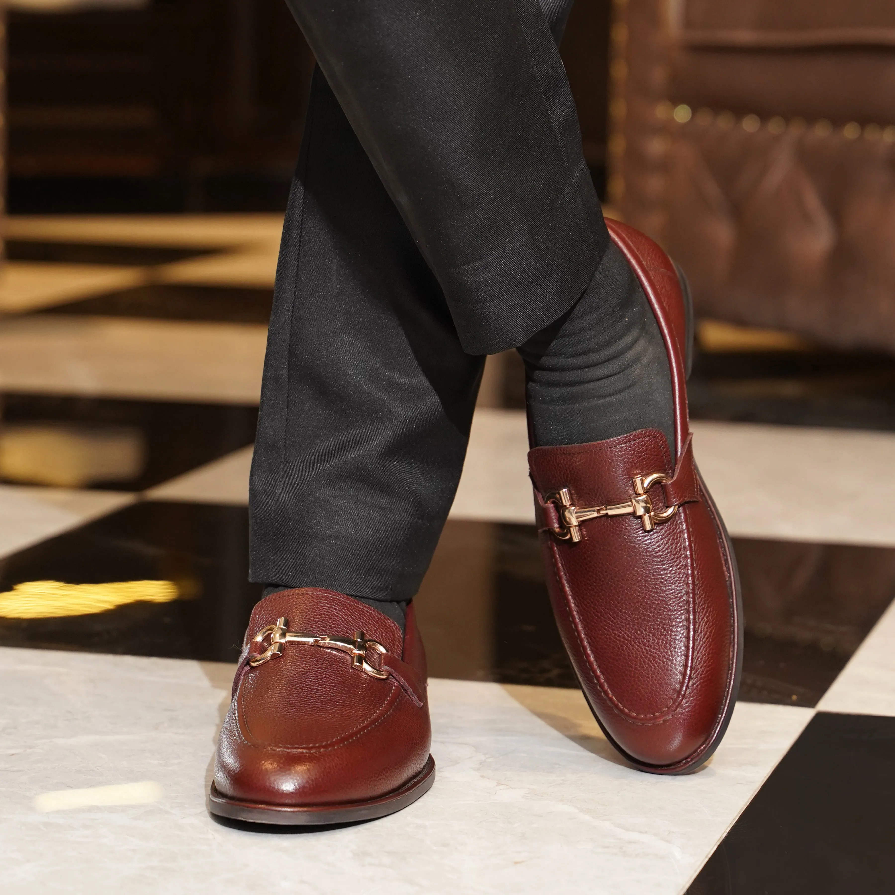 Bucharest - Men's Oxblood Pebble Grain Leather Loafer