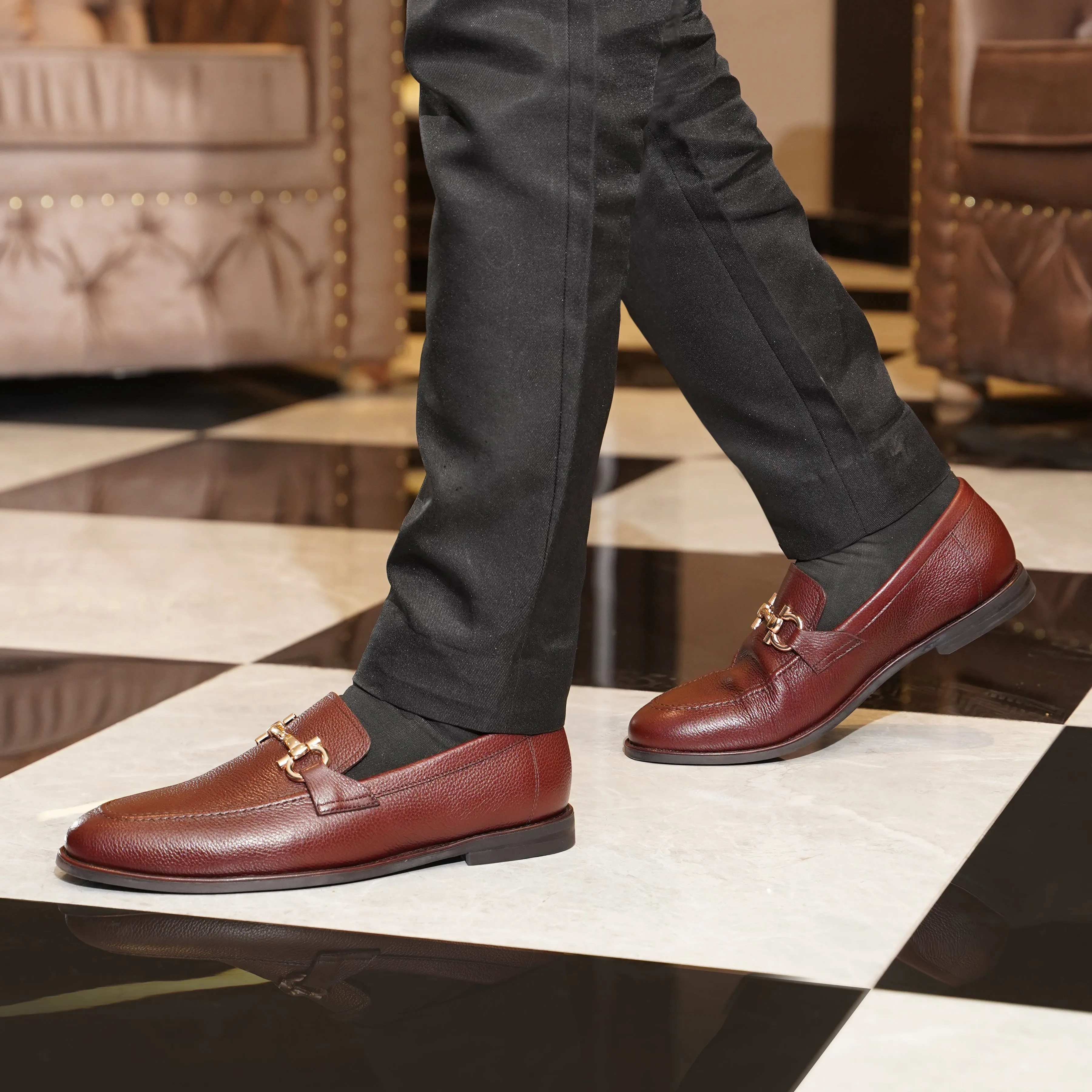 Bucharest - Men's Oxblood Pebble Grain Leather Loafer