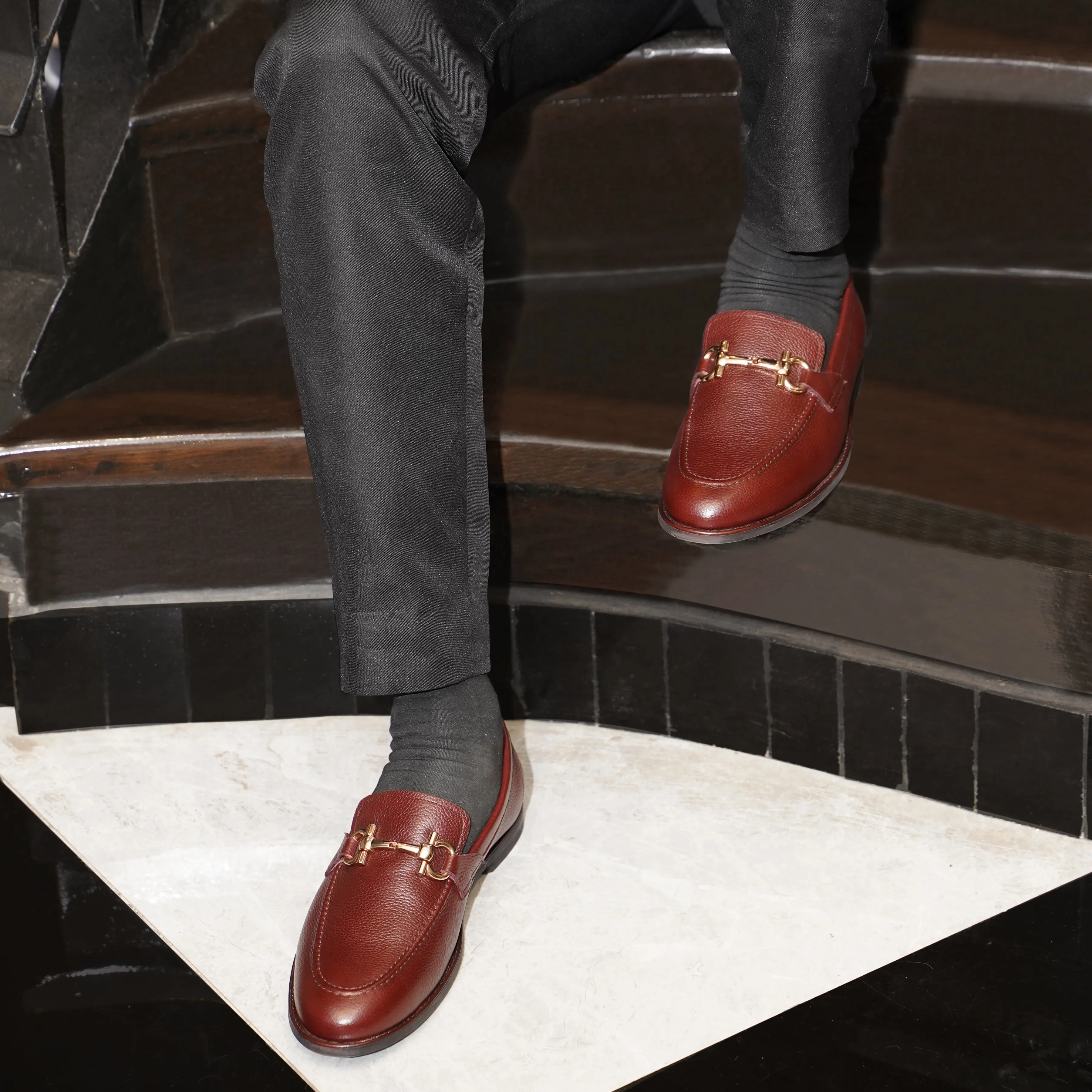 Bucharest - Men's Oxblood Pebble Grain Leather Loafer