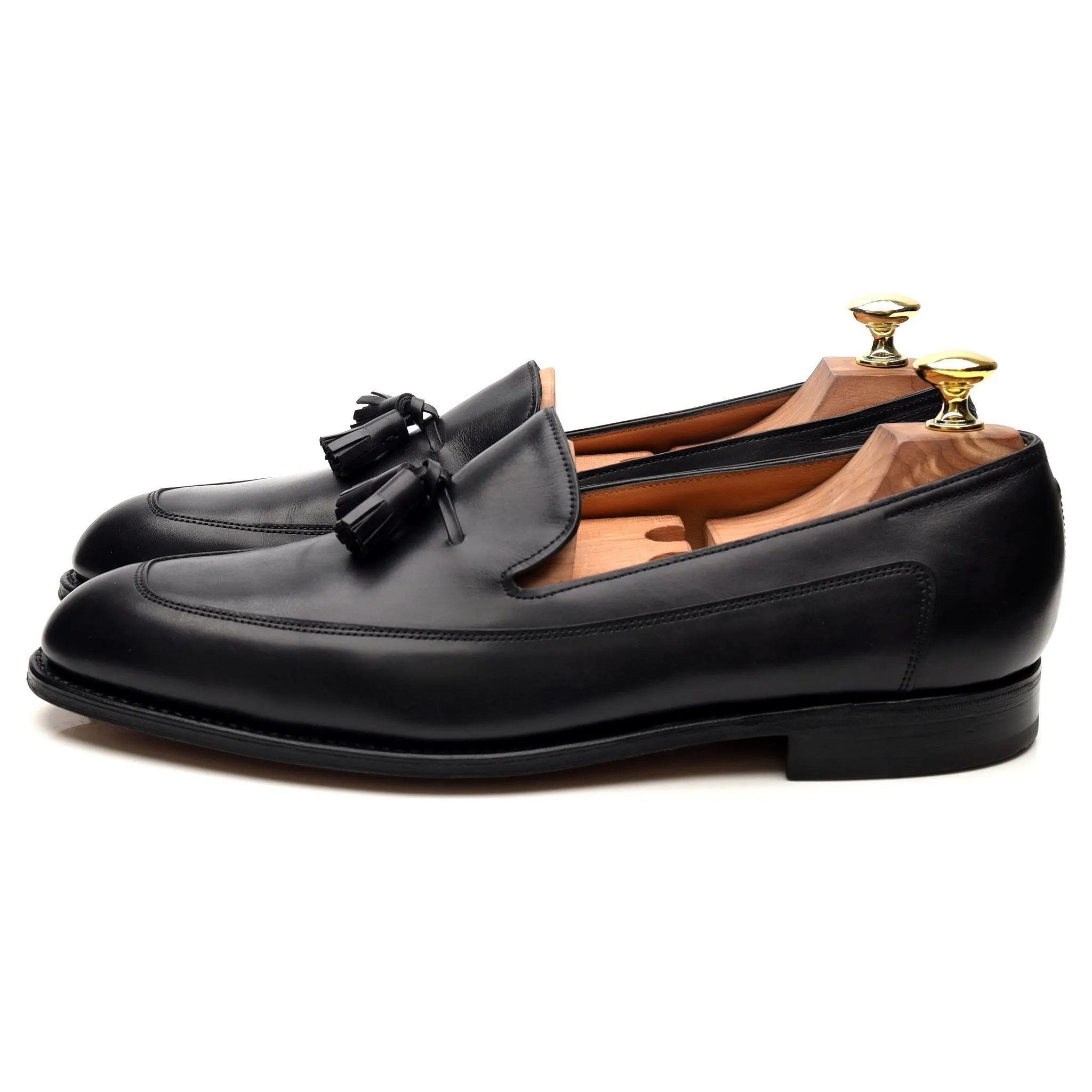 'Buckingham' Black Leather Tassel Loafers UK 7.5 E