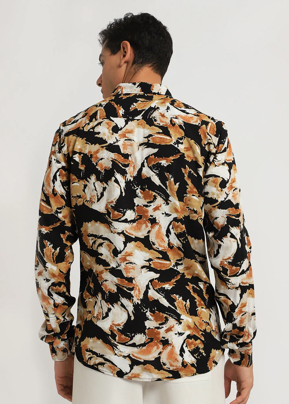 Caramel Brown Print Full sleeve shirt