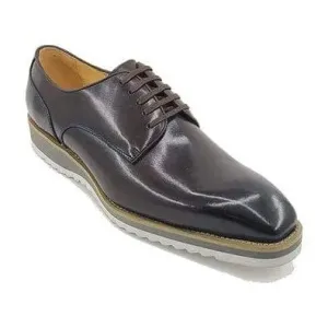 Carrucci Mens Chestnut Blucher Lace-Up Leather Oxford Shoes