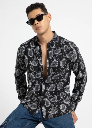 Charcoal Paisley Print Shirt