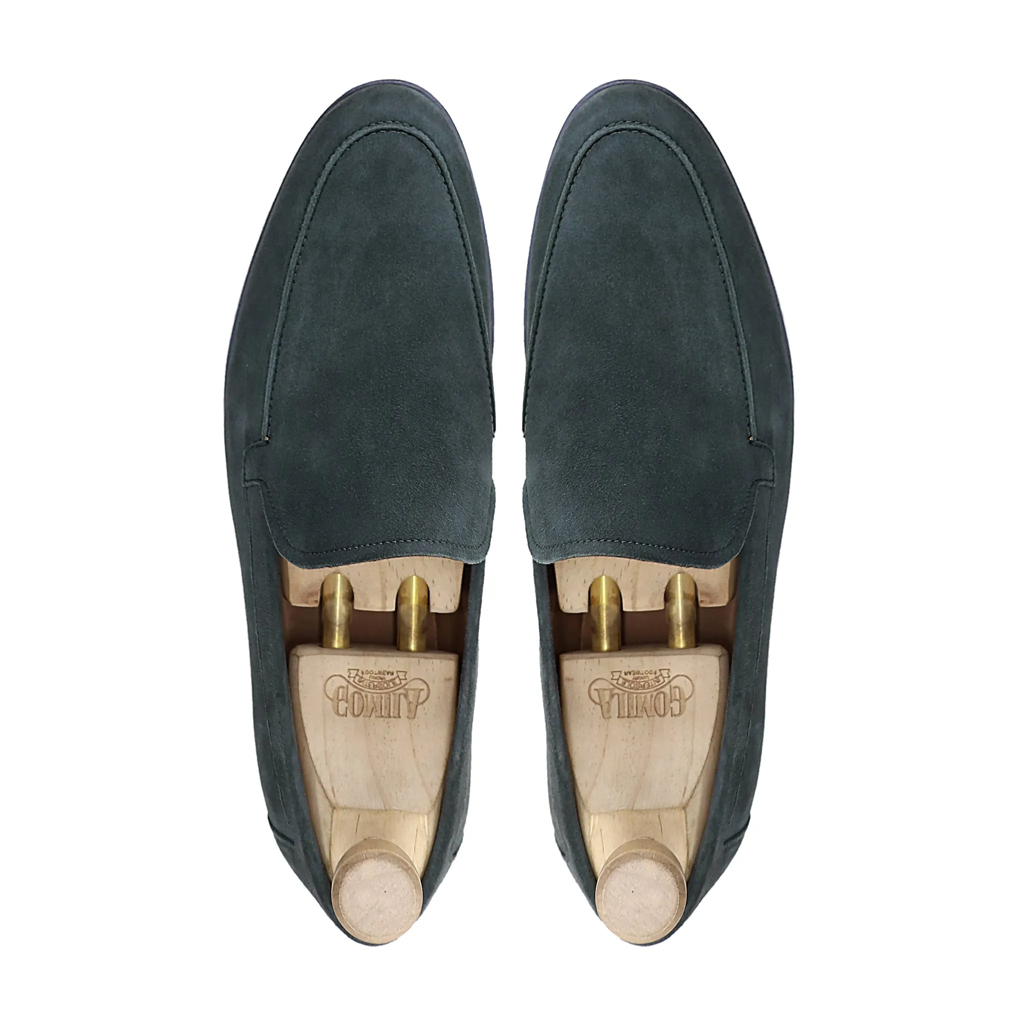 Chikafusa - Men's  Charcoal Grey Kid Suede Loafer