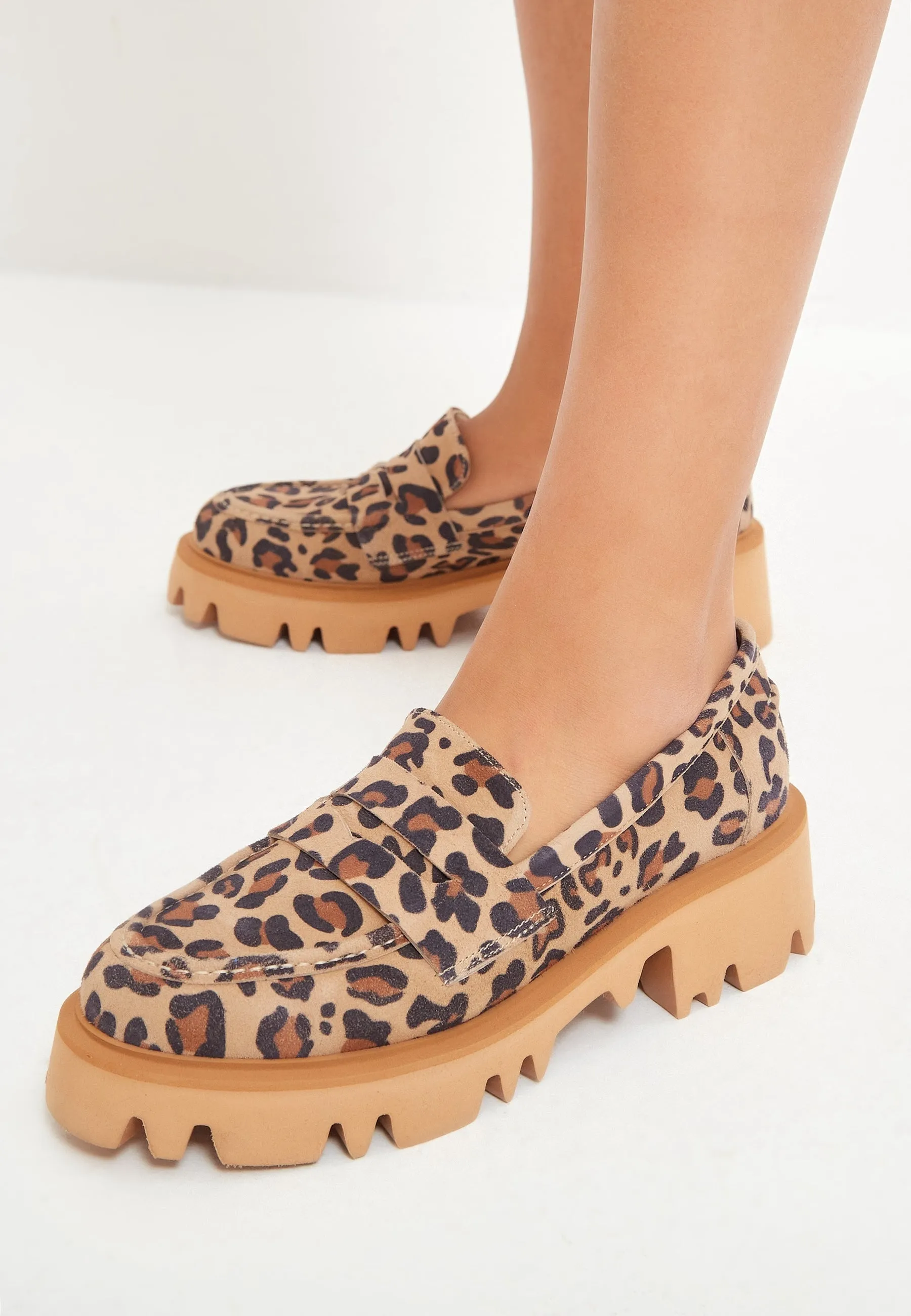 Chunky Platform Loafers - Leopard