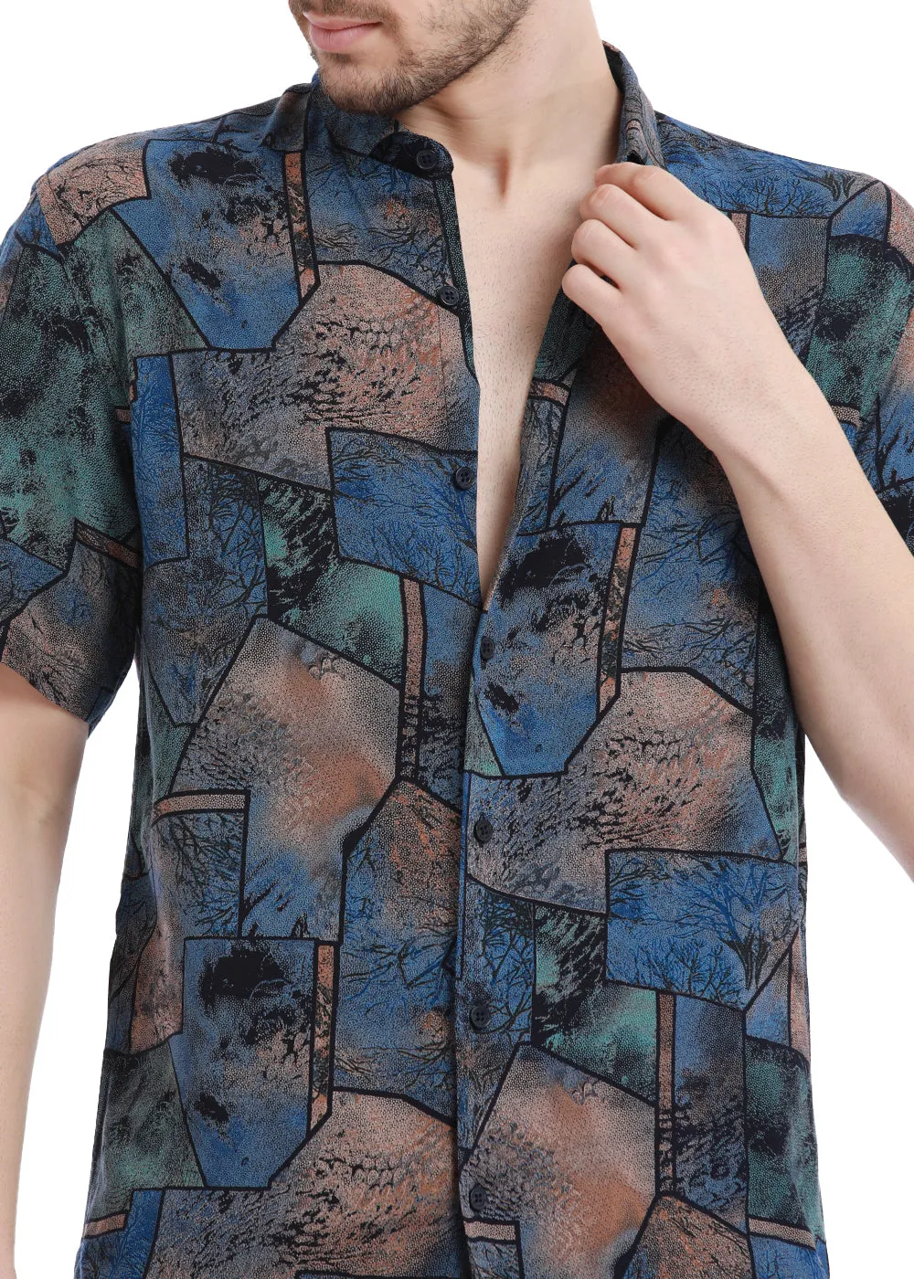 Copac Blue Half Sleeves Feather Shirt