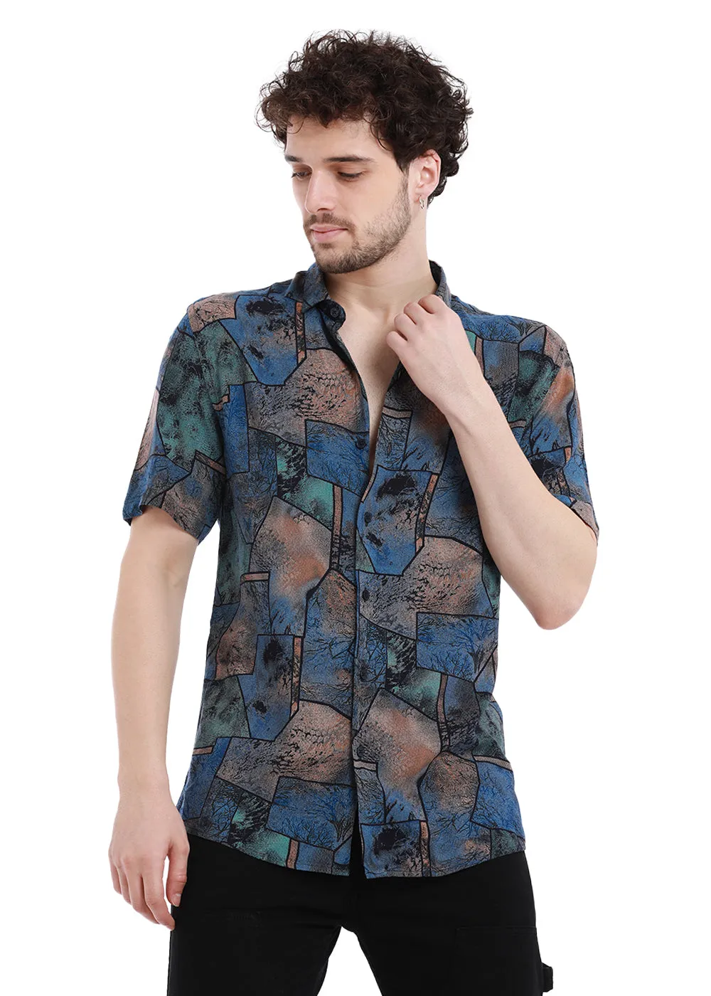 Copac Blue Half Sleeves Feather Shirt