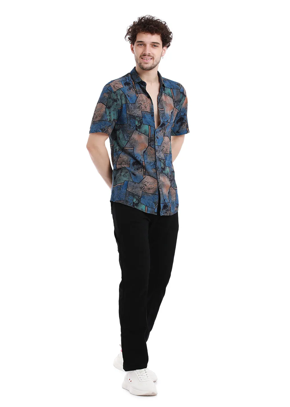 Copac Blue Half Sleeves Feather Shirt