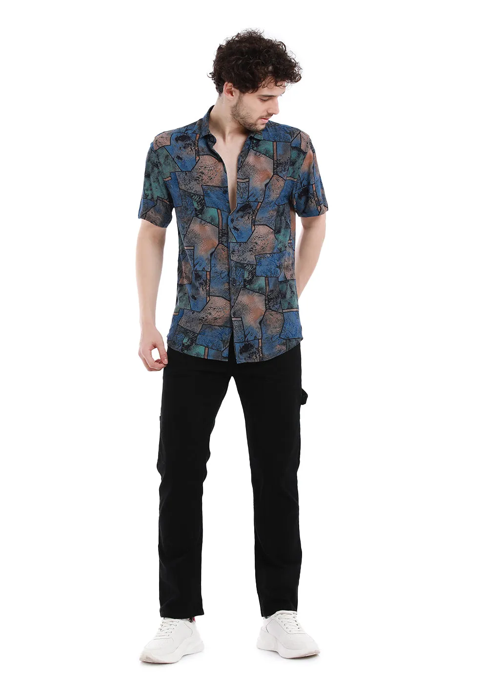 Copac Blue Half Sleeves Feather Shirt