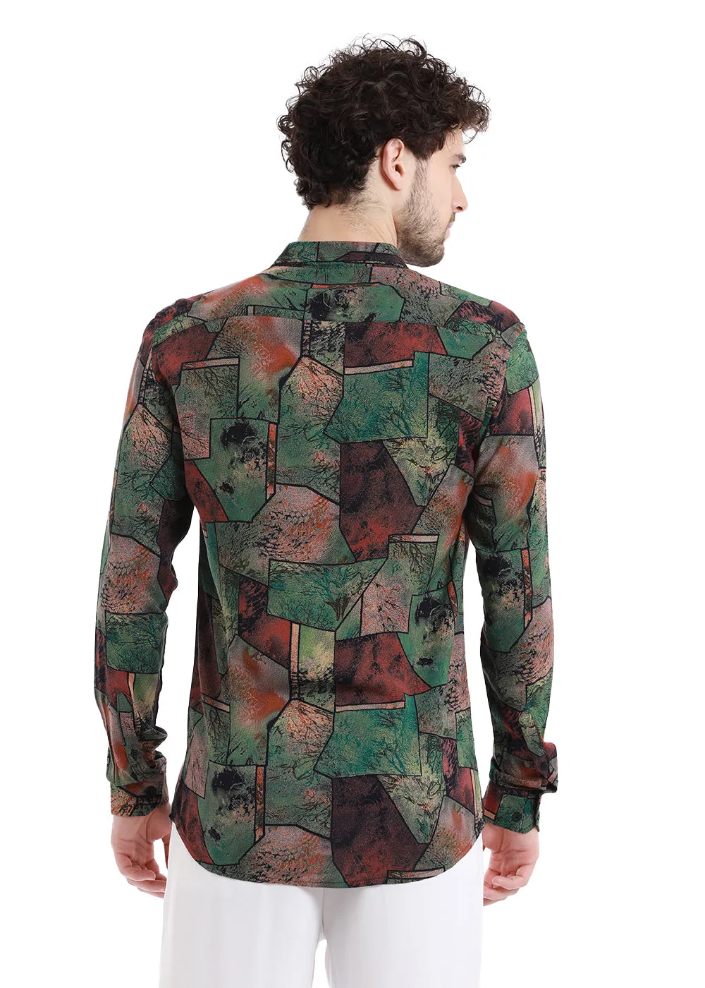 Copac Moss Green Printed Feather Shirt