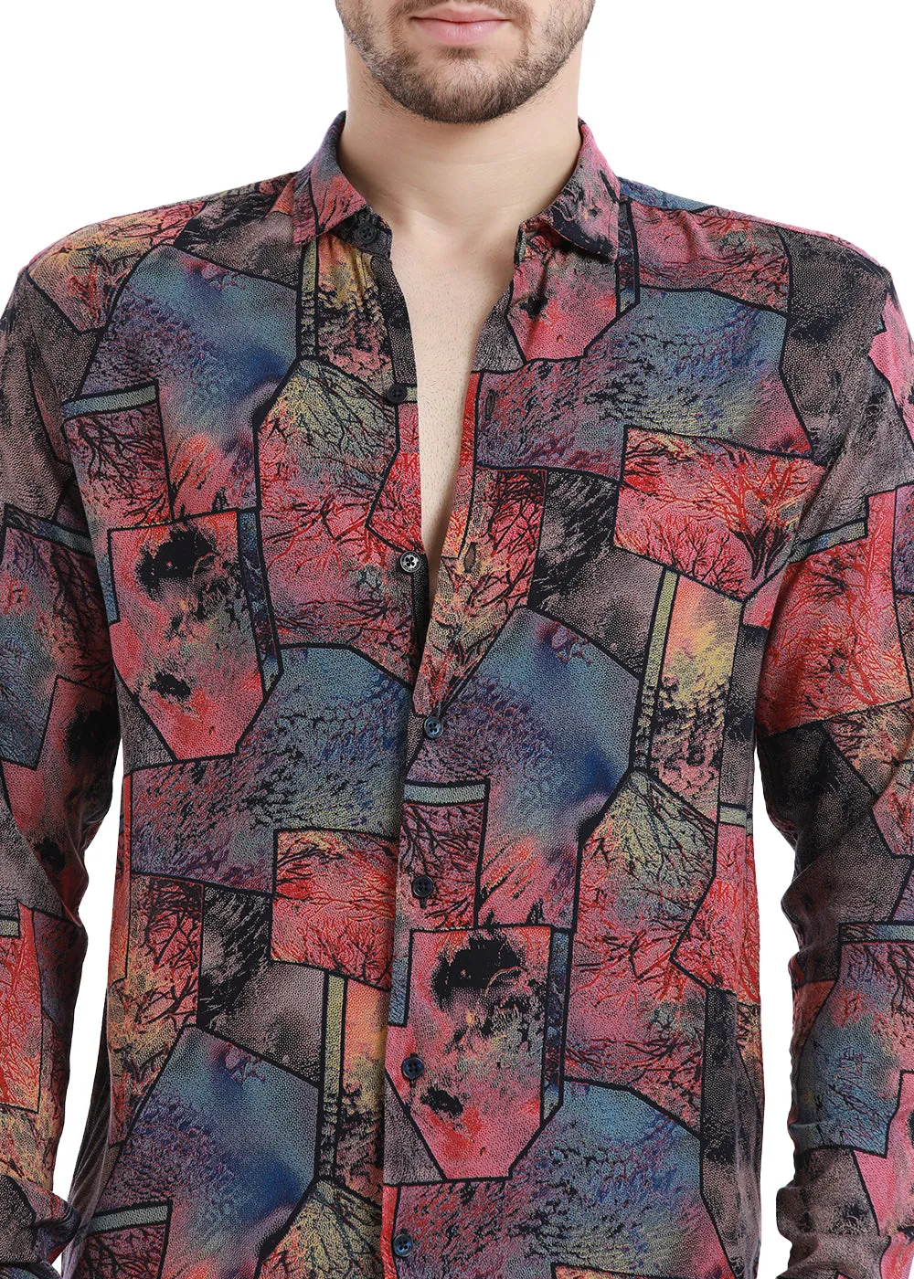 Copac Moss Pink Printed Feather Shirt