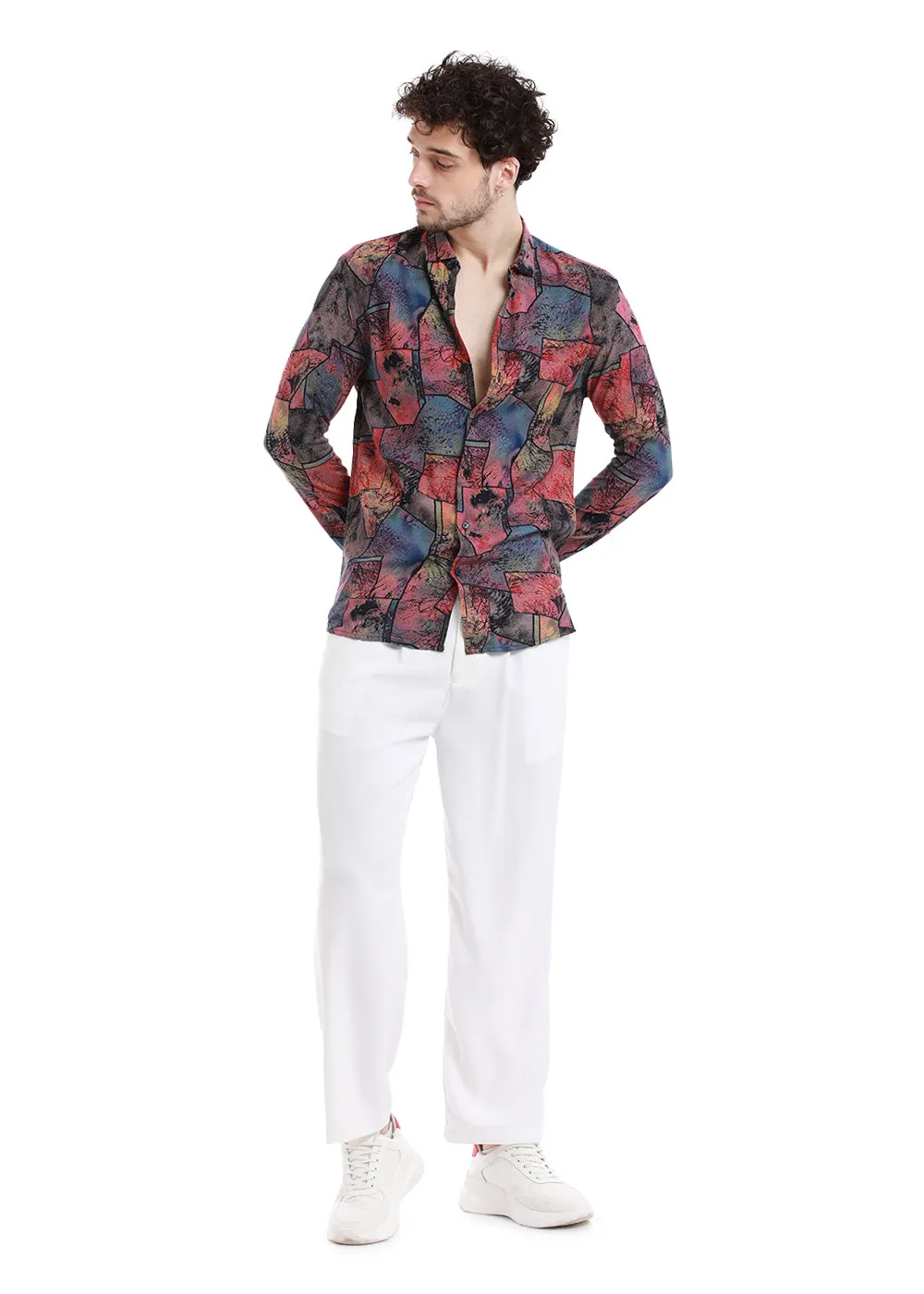 Copac Moss Pink Printed Feather Shirt