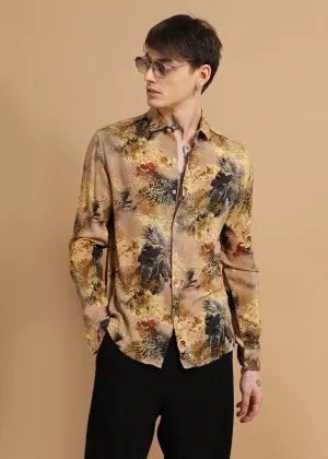 Coral Oasis Beige Feather shirt