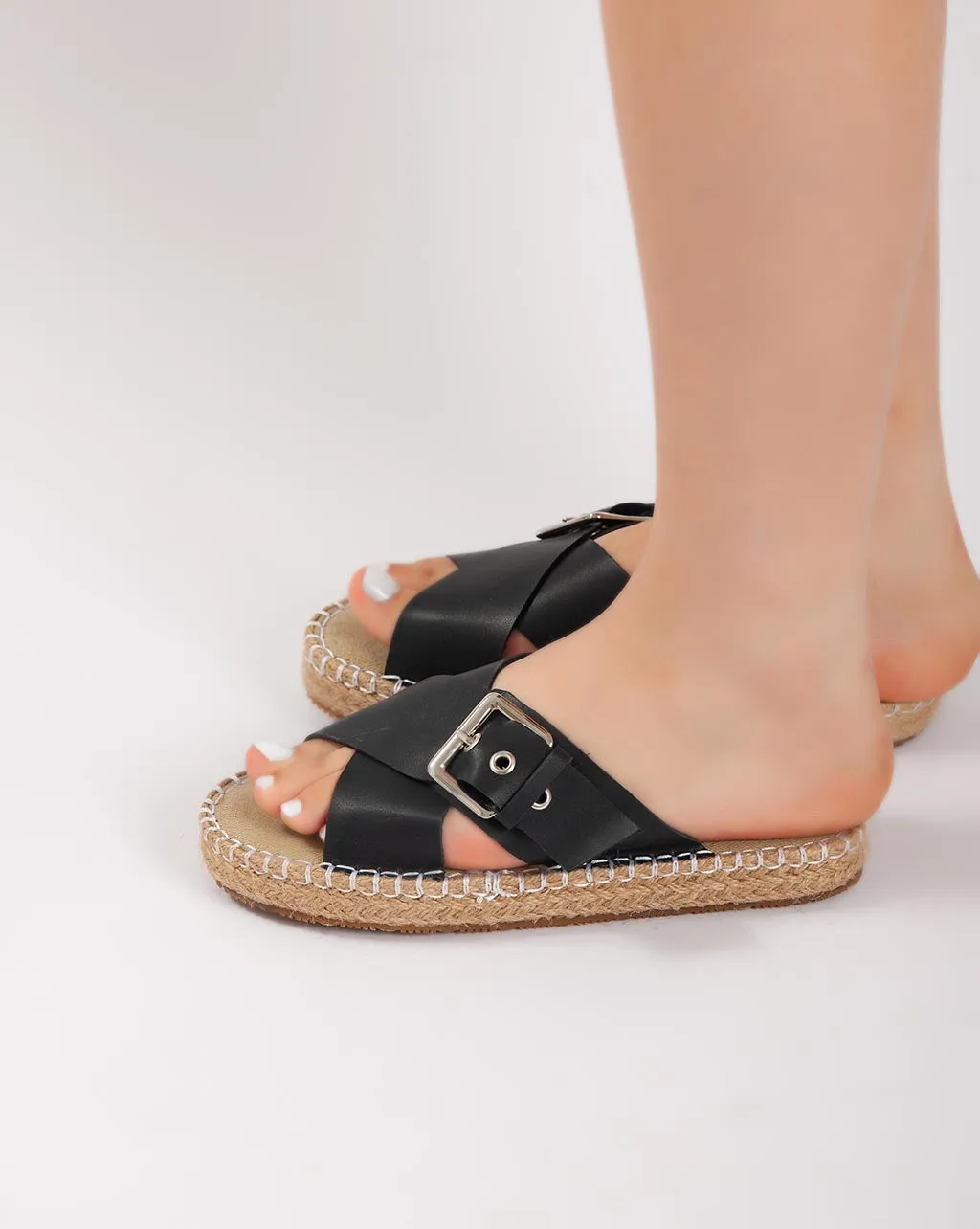 Cross Strap Beach Slipper - Black