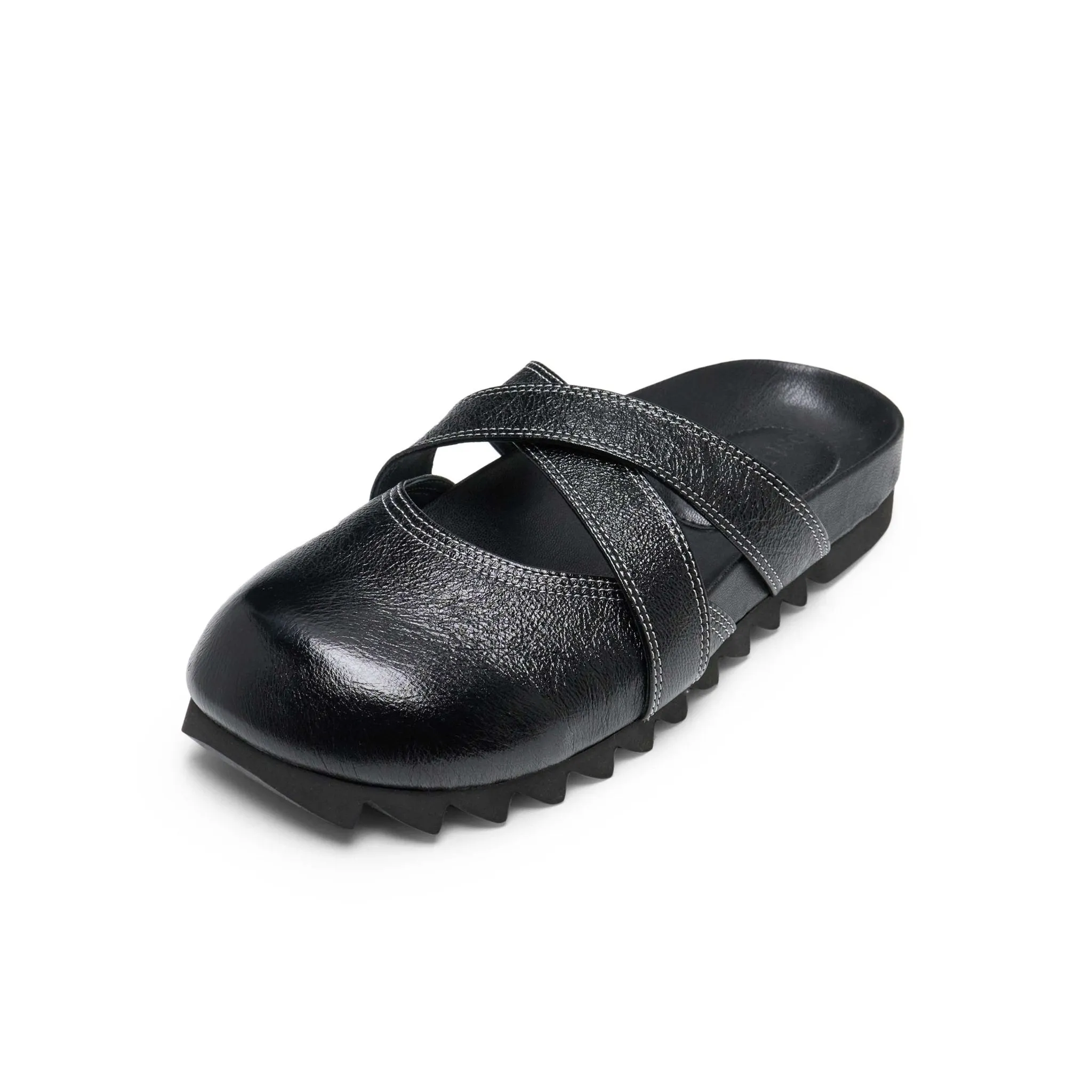 Cross Strap Bun Head Birkenstock Slippers In Black