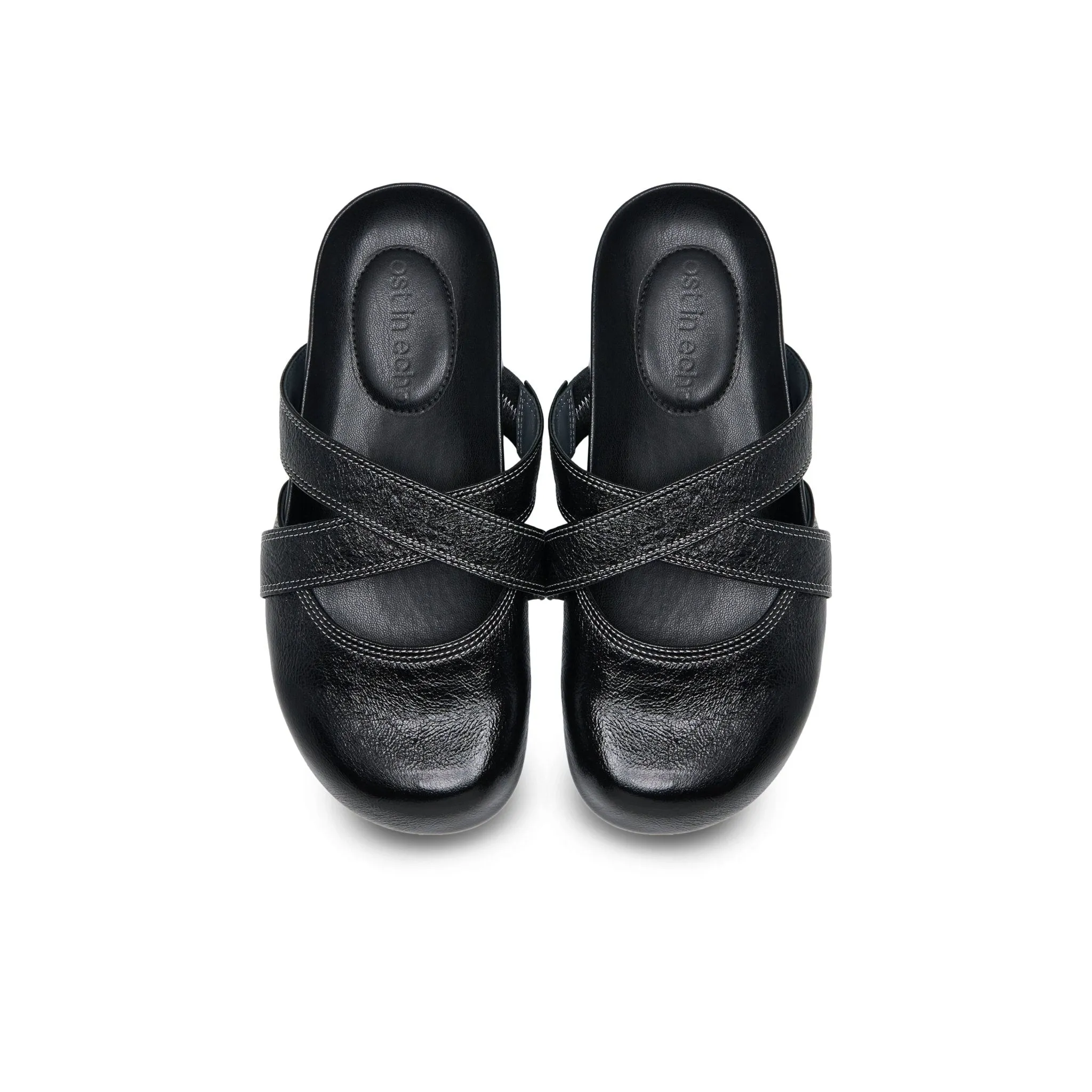 Cross Strap Bun Head Birkenstock Slippers In Black