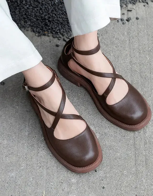 Cross Strap Round Toe Mary Jane Shoes FA248