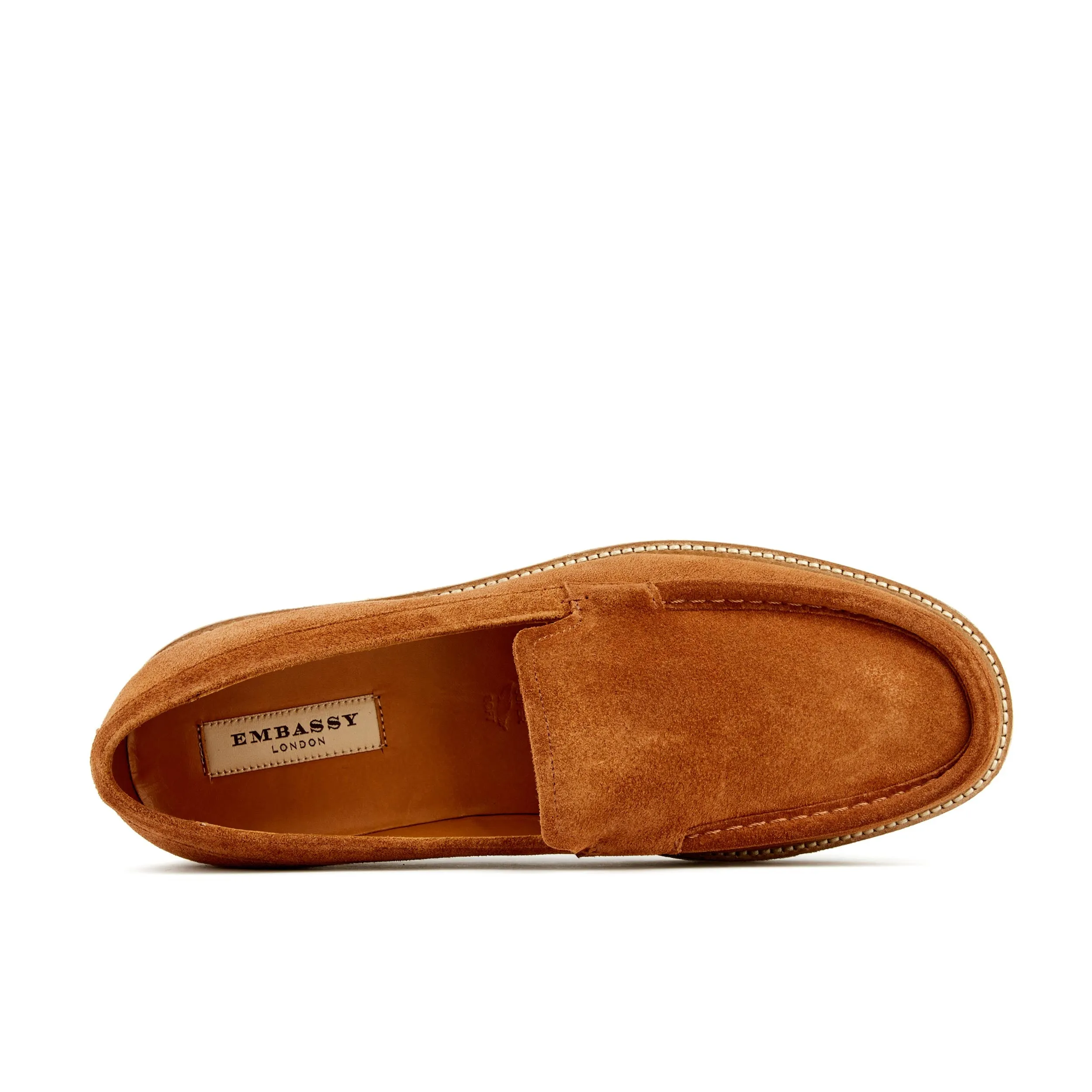 Cruz - Camel - Men's tan suede leather casual slip on with padded insoles