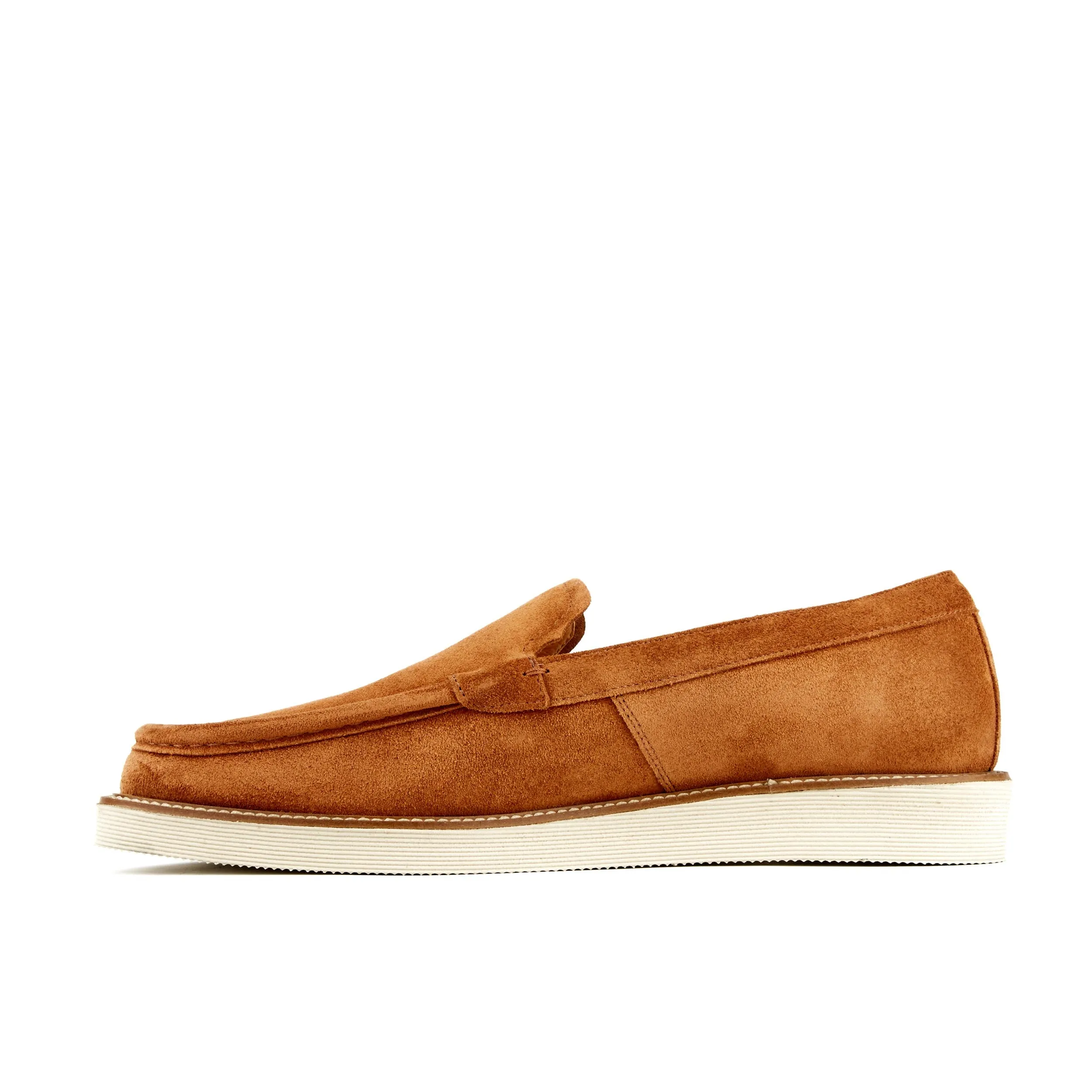 Cruz - Camel - Men's tan suede leather casual slip on with padded insoles