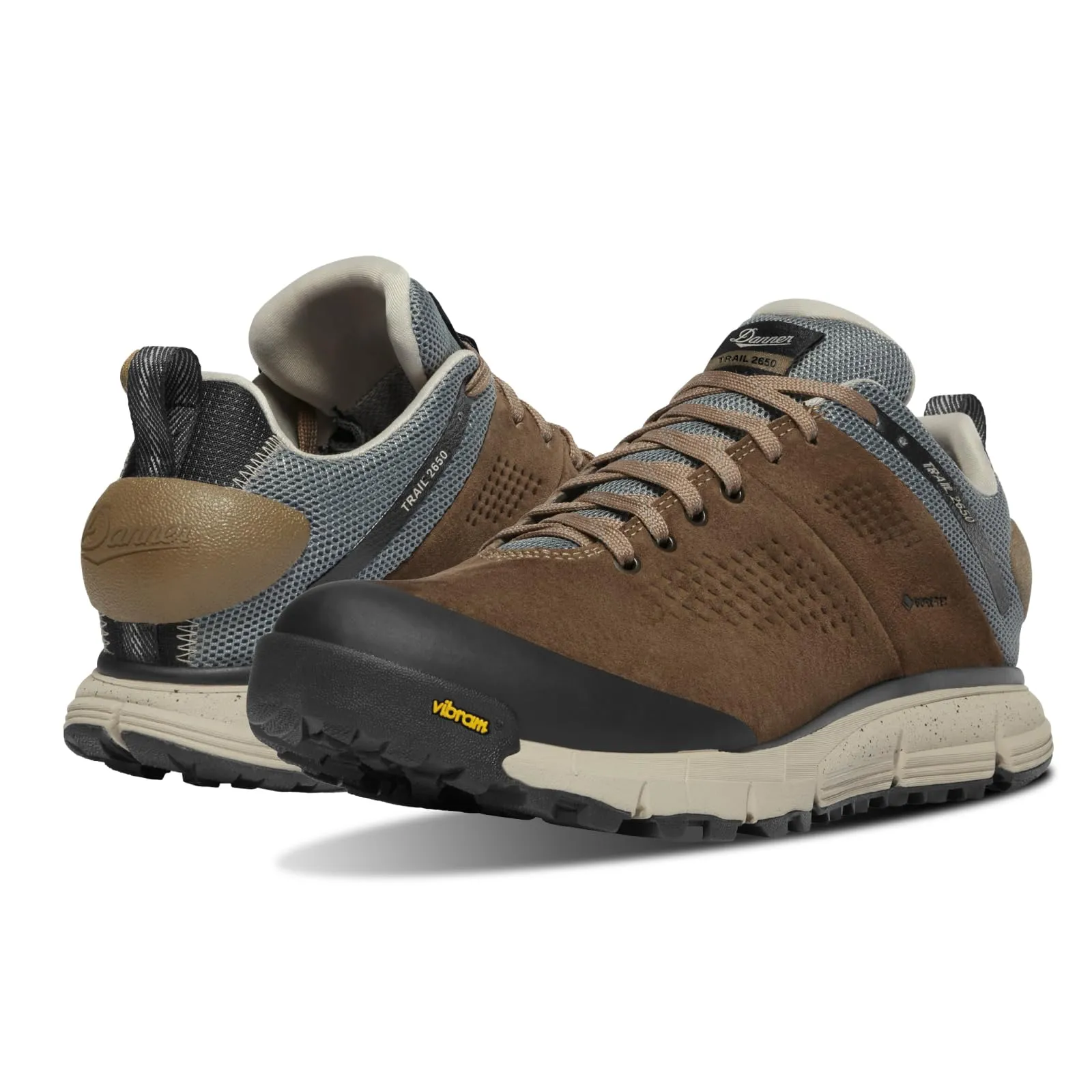 Danner Trail 2650 3” Waterproof Hiking Shoes for Men  Lining and Vibram Traction Outsole, Kangaroo Brown/Stormy Weather