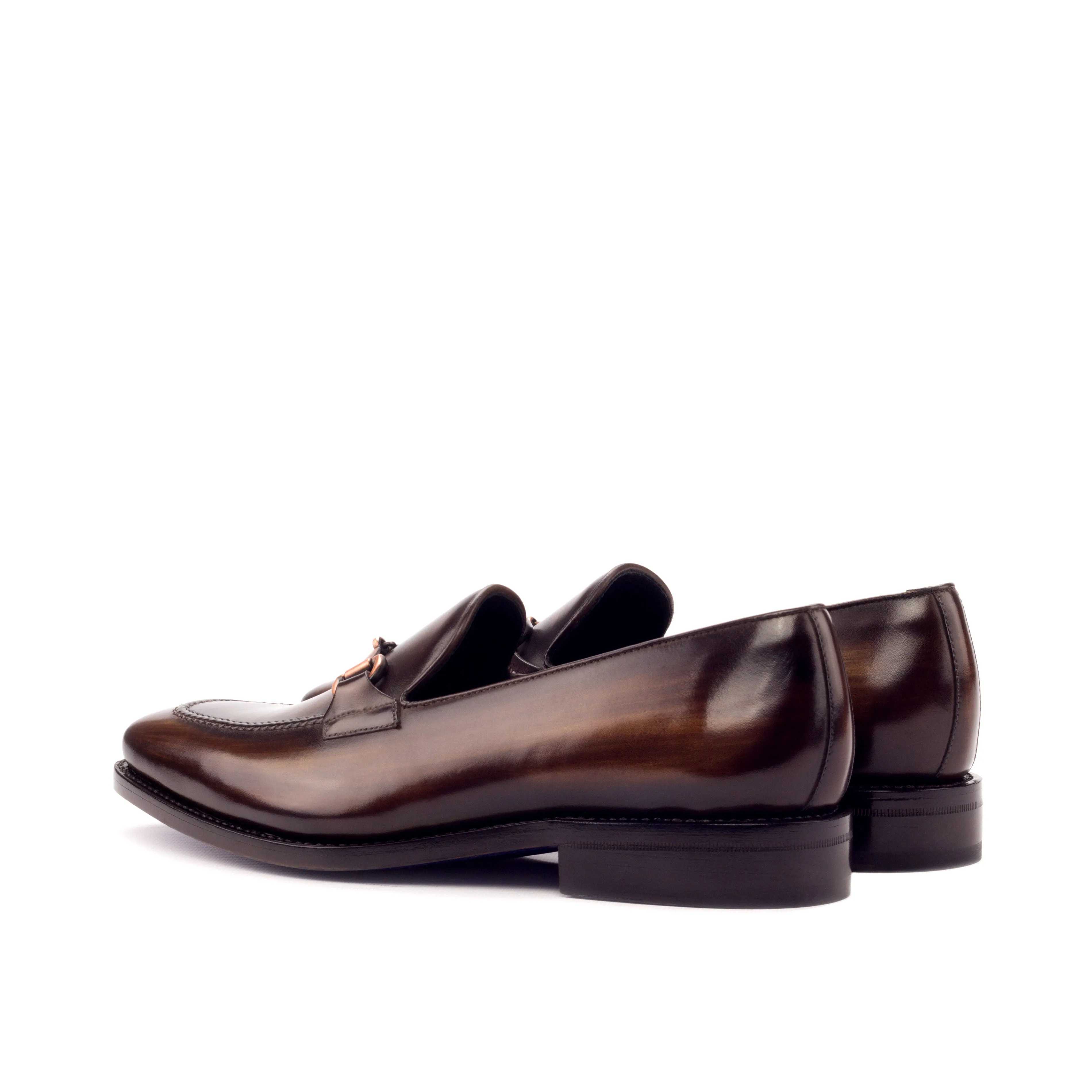 DapperFam Luciano in Brown Men's Hand-Painted Patina Loafer