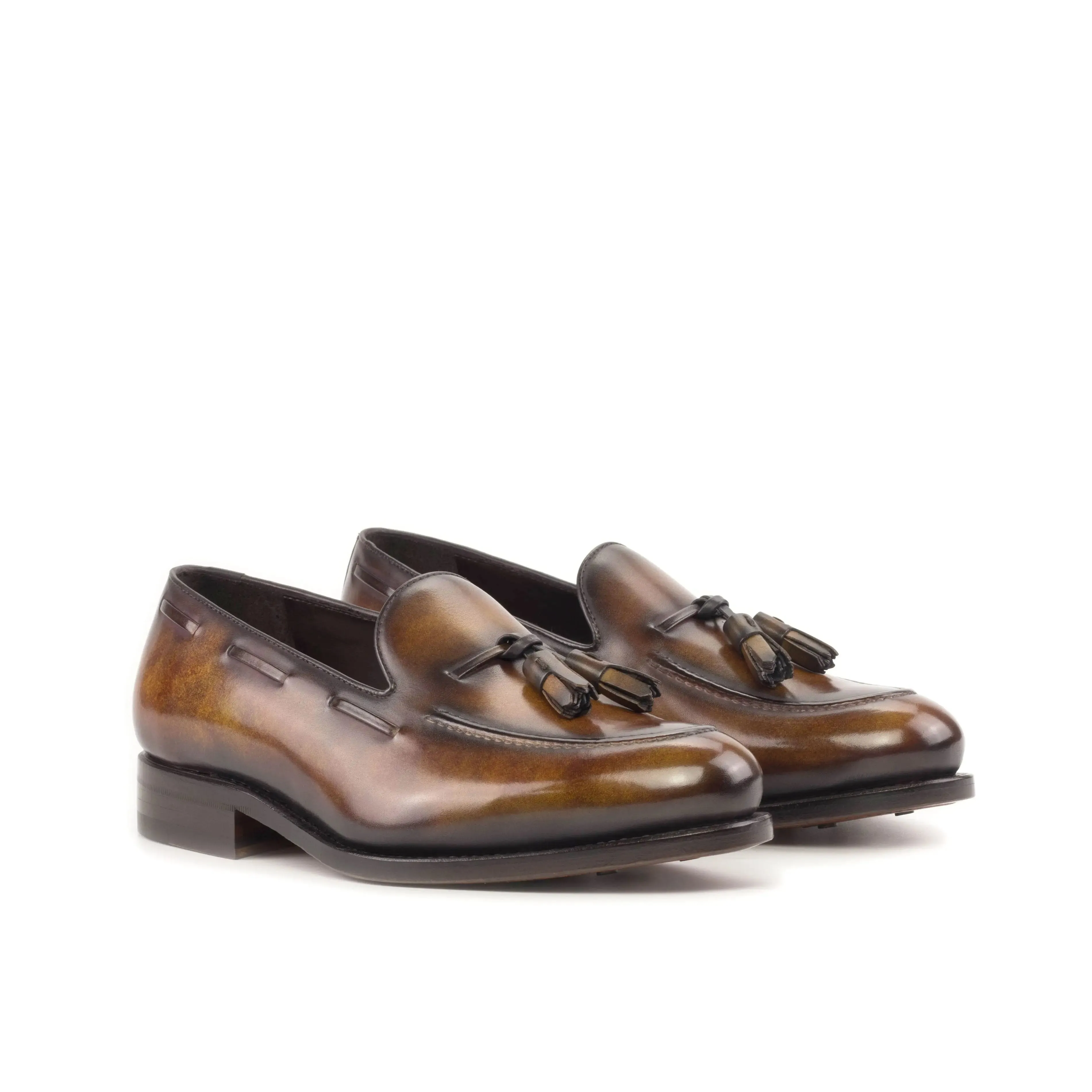 DapperFam Luciano in Fire Men's Hand-Painted Patina Loafer