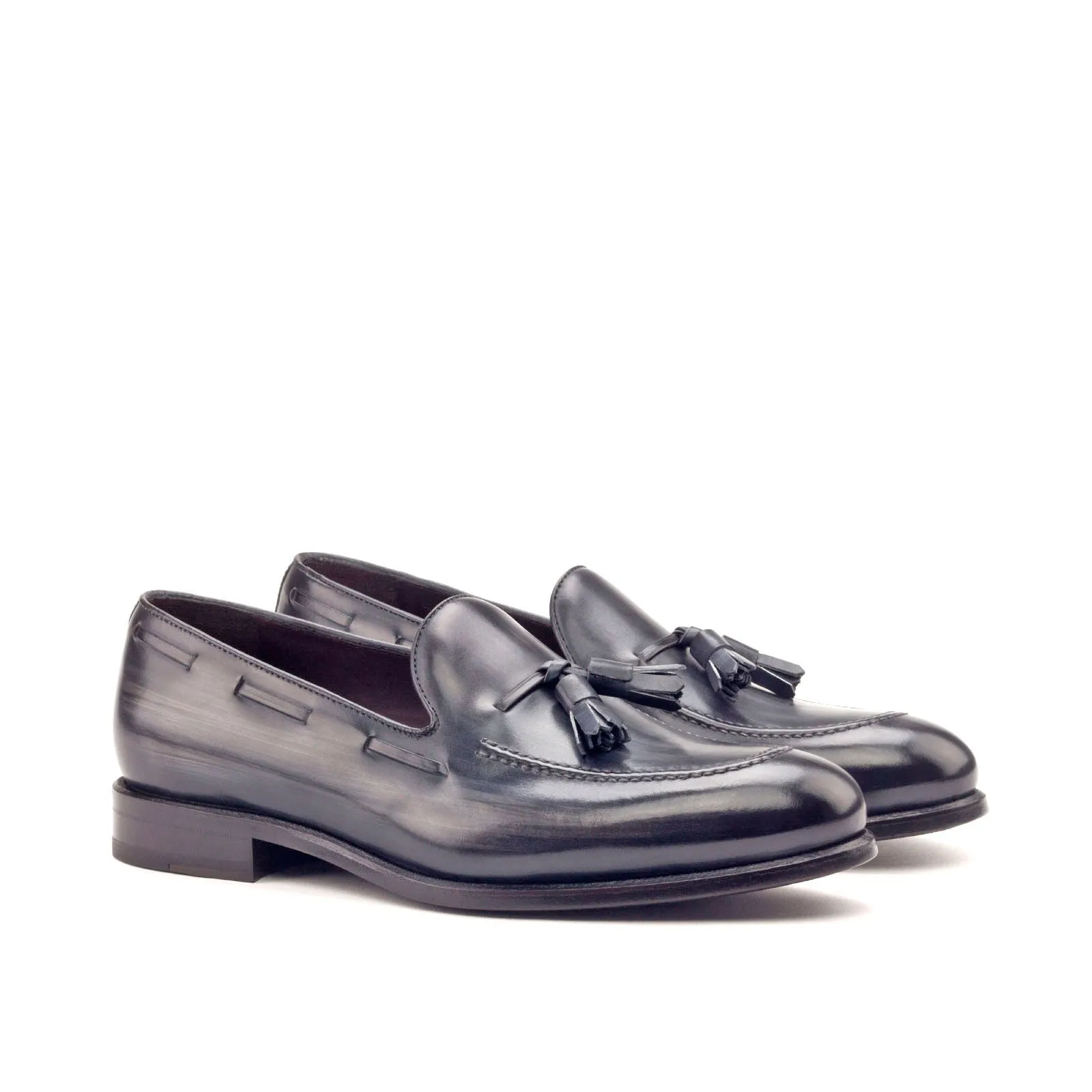 DapperFam Luciano in Grey Men's Hand-Painted Patina Loafer