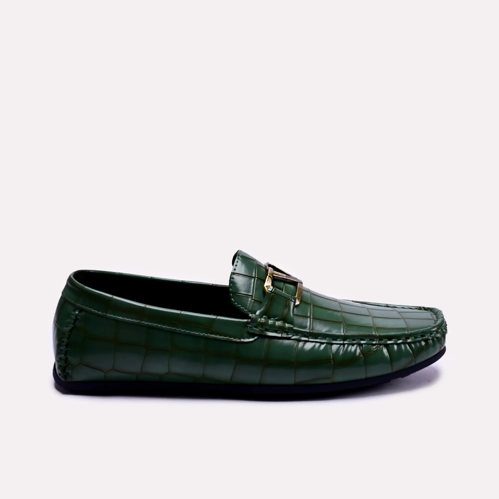 Davis Green Textured Loafers 0130784