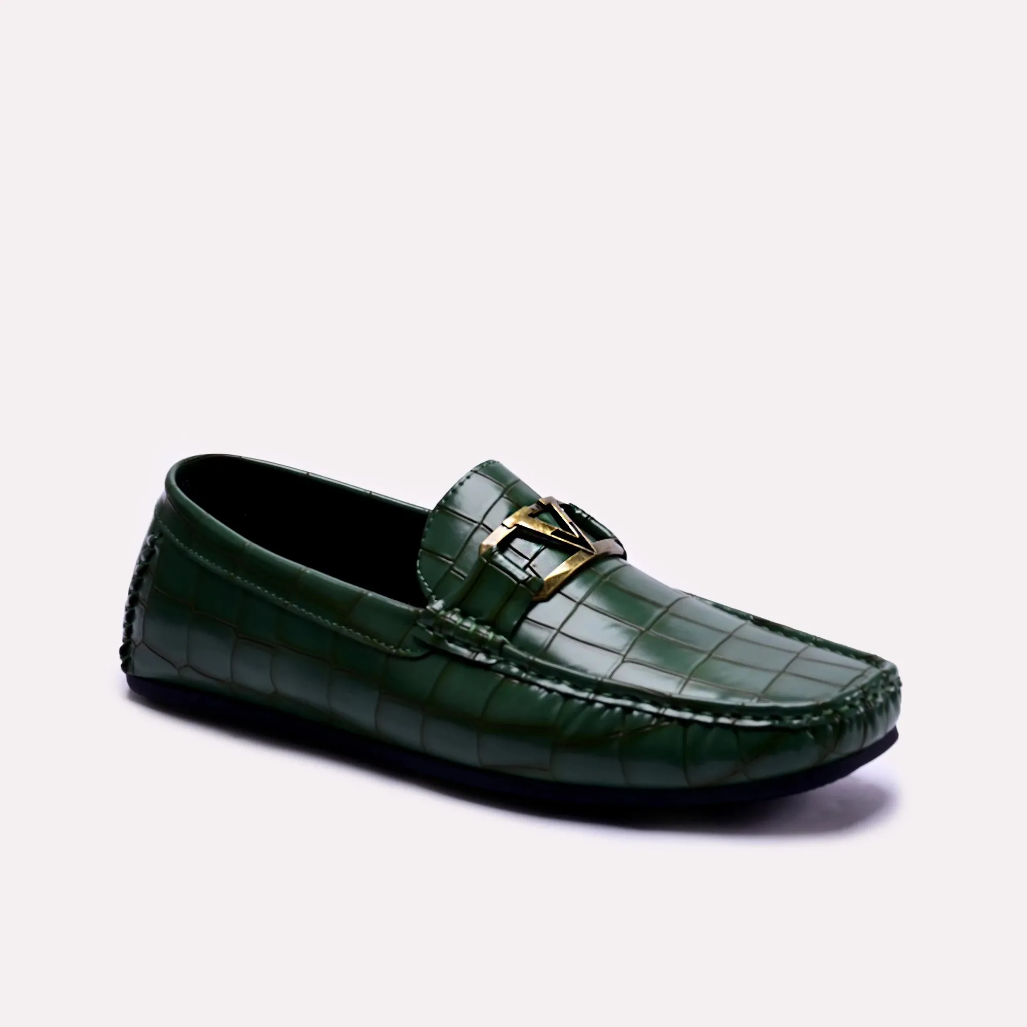 Davis Green Textured Loafers 0130784