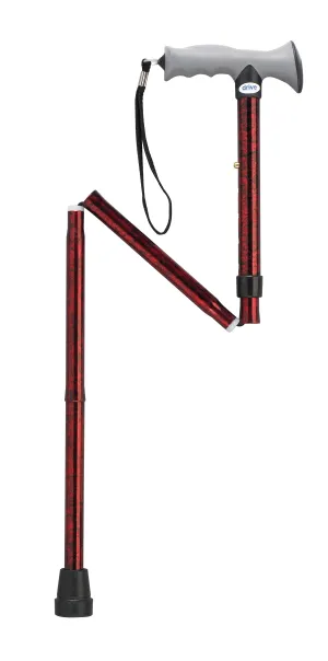 Drive Medical rtl10370rc Adjustable Lightweight Folding Cane with Gel Hand Grip, Red Crackle