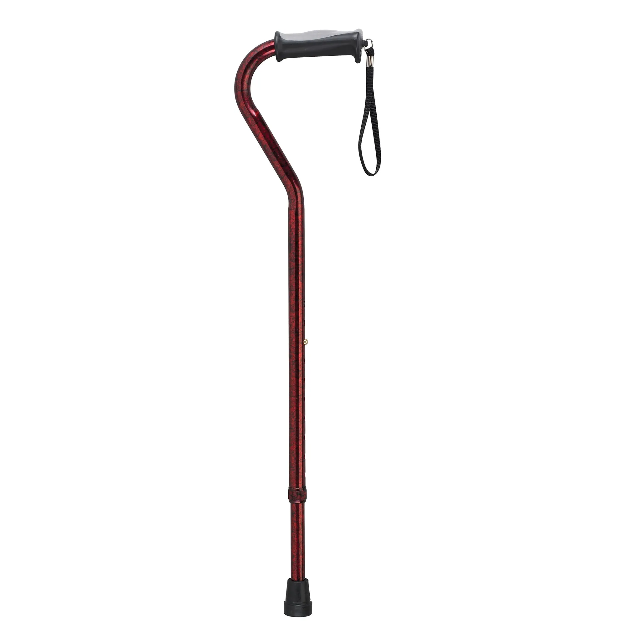 Drive Medical rtl10372rc Adjustable Height Offset Handle Cane with Gel Hand Grip, Red Crackle