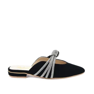 Elegant Black Embellished Flat Mules | 411M-C