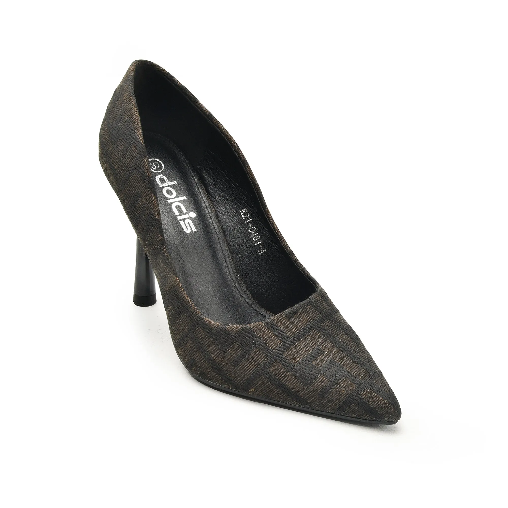 Elegant Black Patterned Stilettos | 443N-B